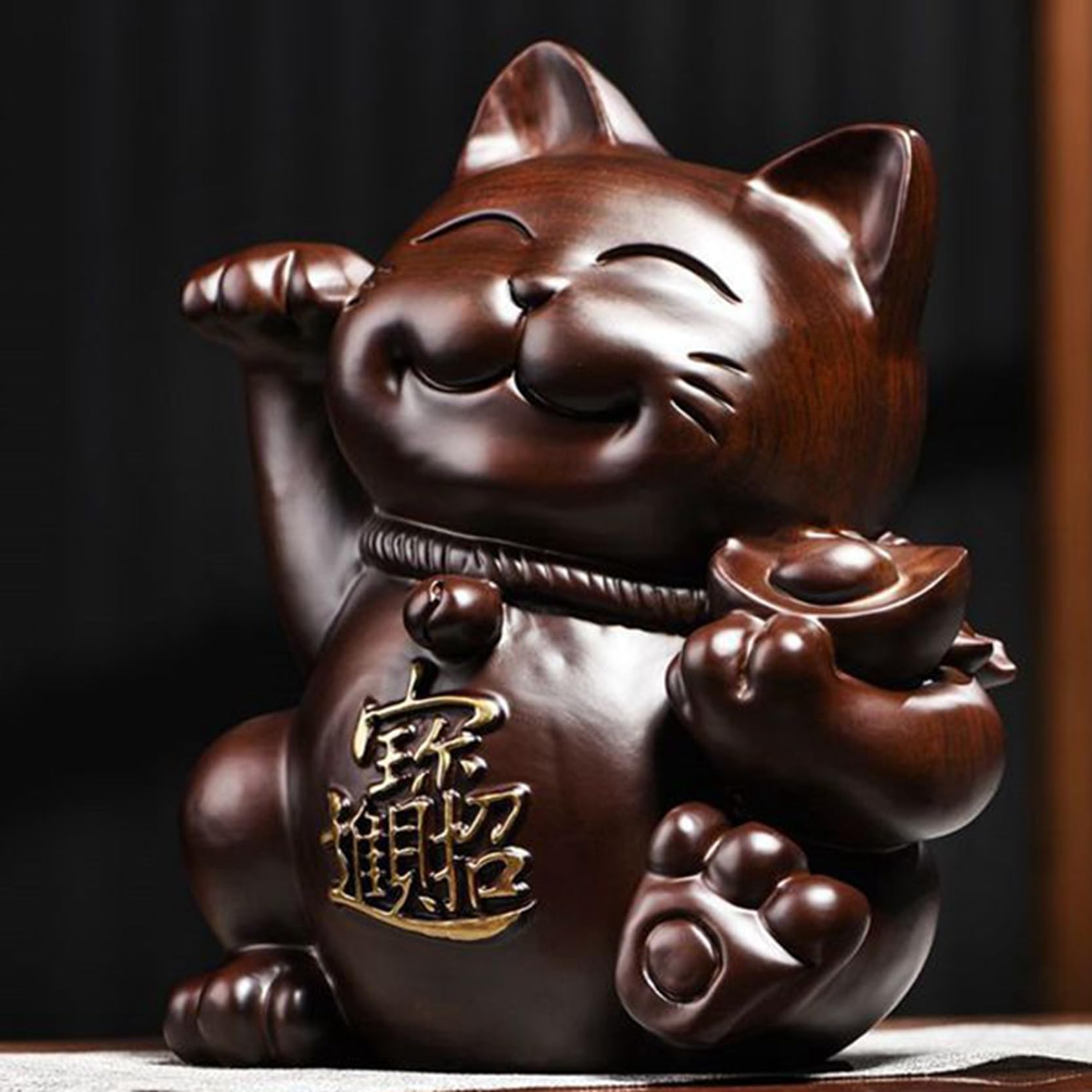 木製 招き猫 大きめ 茶色 Amazon.co.jp: 招き猫 置物 おしゃれ 金運・招福 招き猫 木製 木彫り