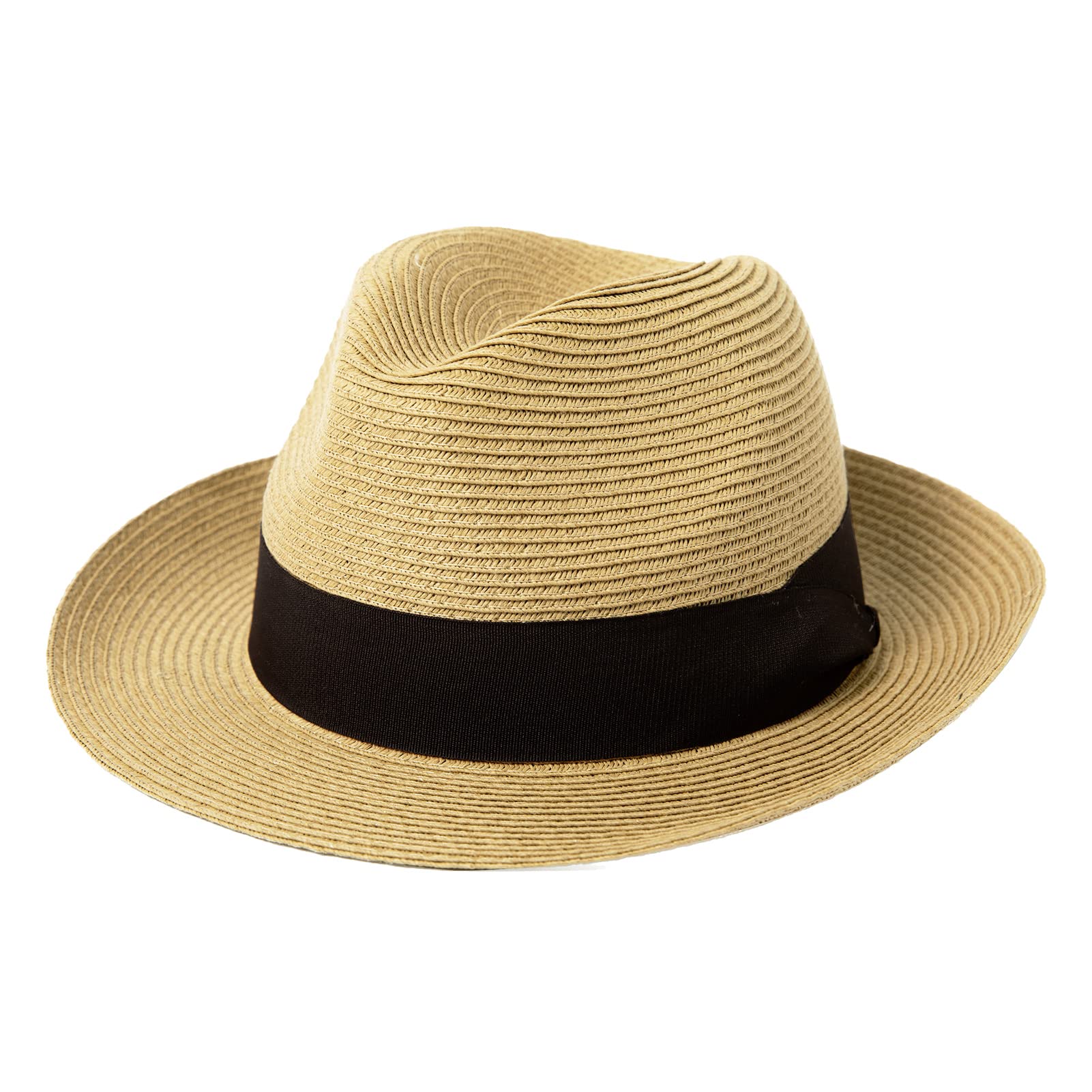 Comhats Sombrero Fedora de paja unisex UPF 50+ para mujeres y hombres, sombrero de playa plegable de ala ancha, sombrero de verano UV