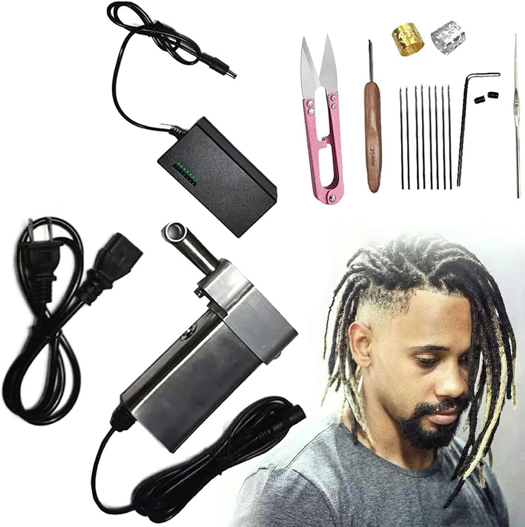 Máquina para hacer rastas eléctricas y herramientas de ganchillo para cabello trenzado moderno