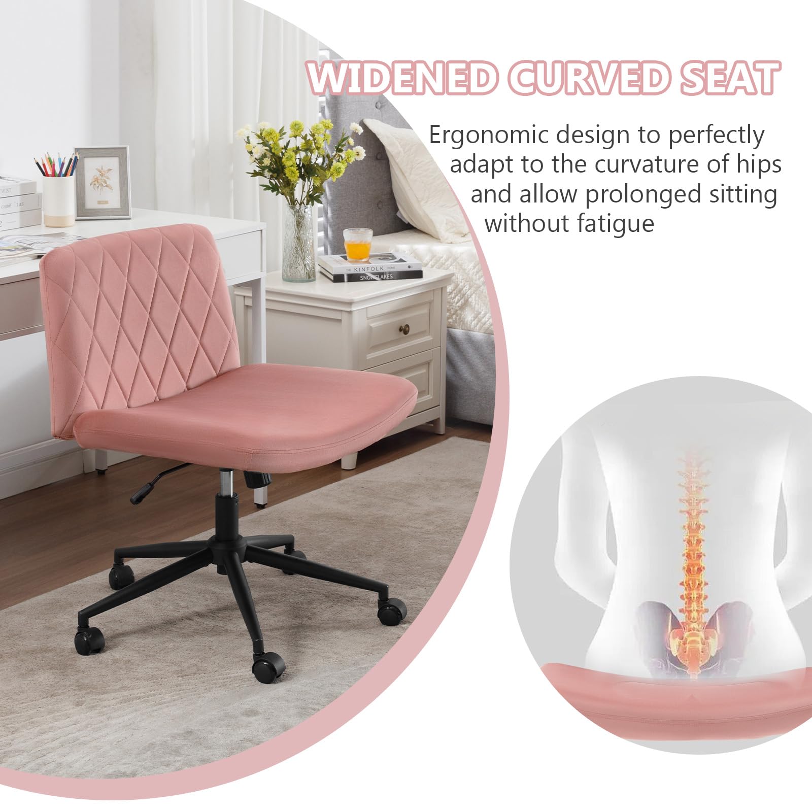 Chaise Bureau Pivotante,chaise Coiffeuse En Velours,avec Dossier