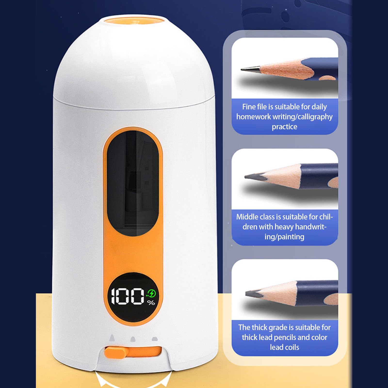Taille-crayon automatique - Fonctionnement motorisé pour une utilisation scolaire - Design économe en énergie - Logement sûr - Adapté aux enfants - Taille-crayon automatique