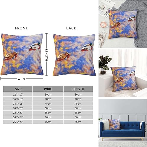 Miniatura 5 de YIPOCH Patos hojas de otoño fundas de almohada de 26 x 26 pulgadas, fundas de cojín decorativas para sofá, fundas de almohada para cojines de sala,