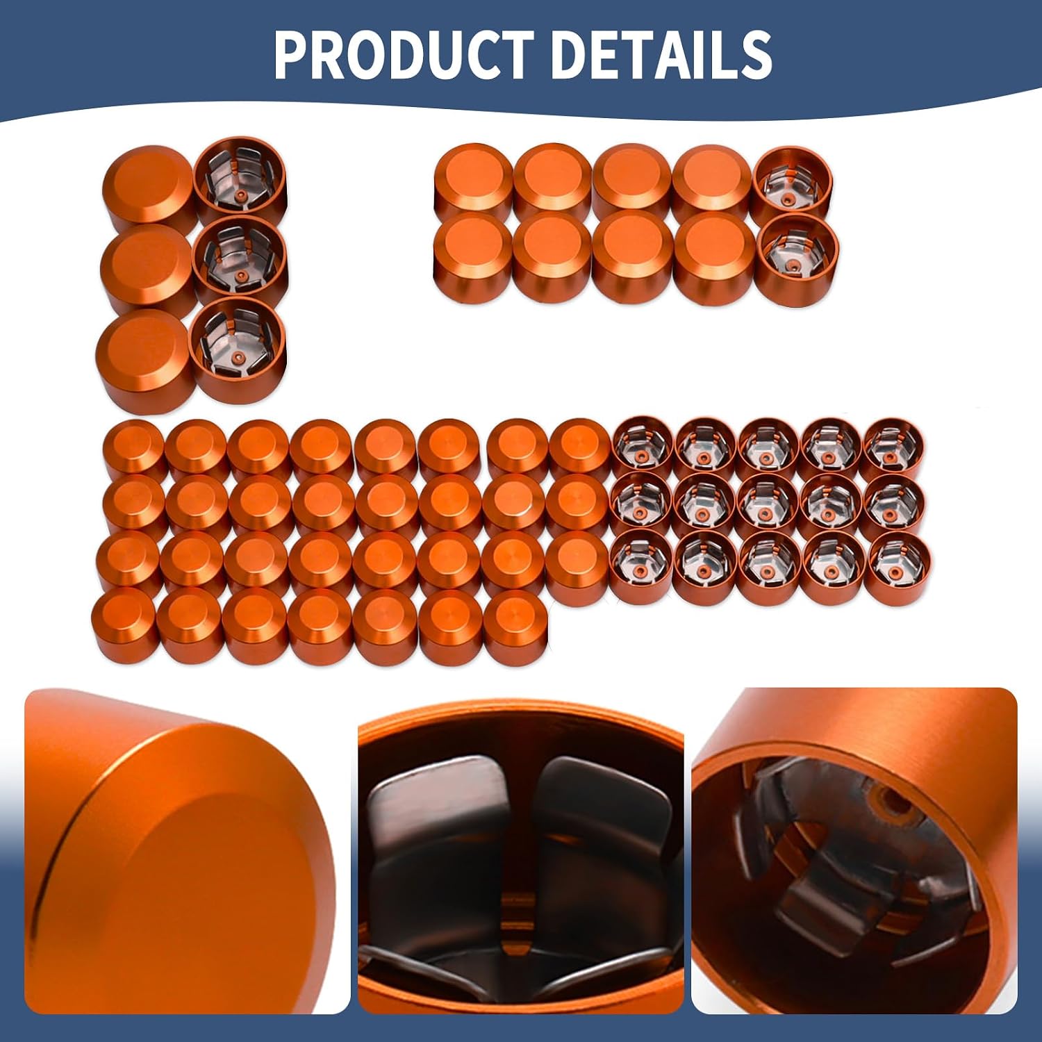 Bolt Covers Caps Engine Head Bolt Toppers Cap Kit Fit for Harley 2017-2025 Touring Street Glide Road Glide Road King Electra Glide Trikes 2018-2025 Softail Breakout Fat Boy FXBB (Orang)