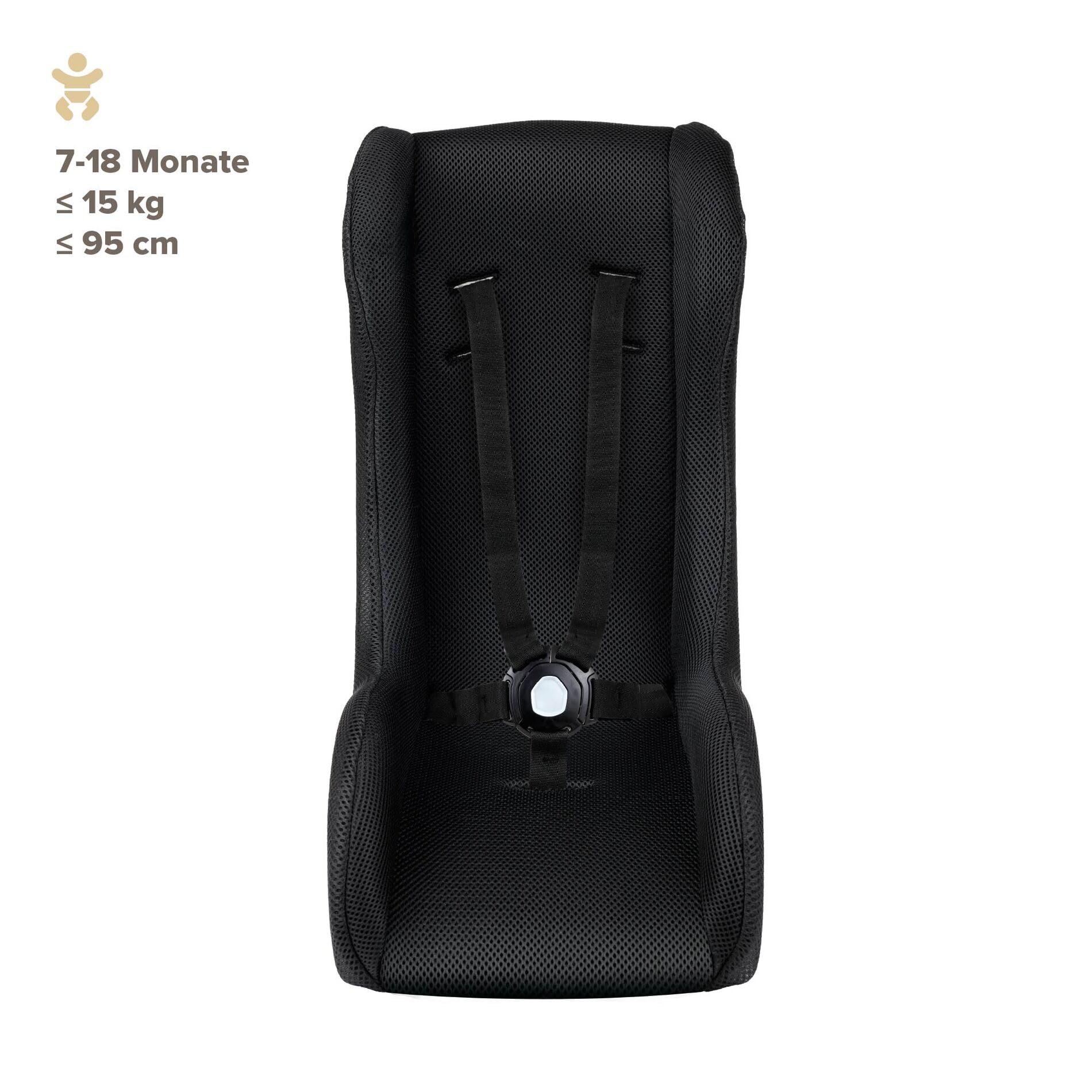 POLISPORT Mini Pelican Allwetter-Babysitzverkleinerer mit 5-Punkt-Gurt für Anhänger, Kinderwagen, Schwarz