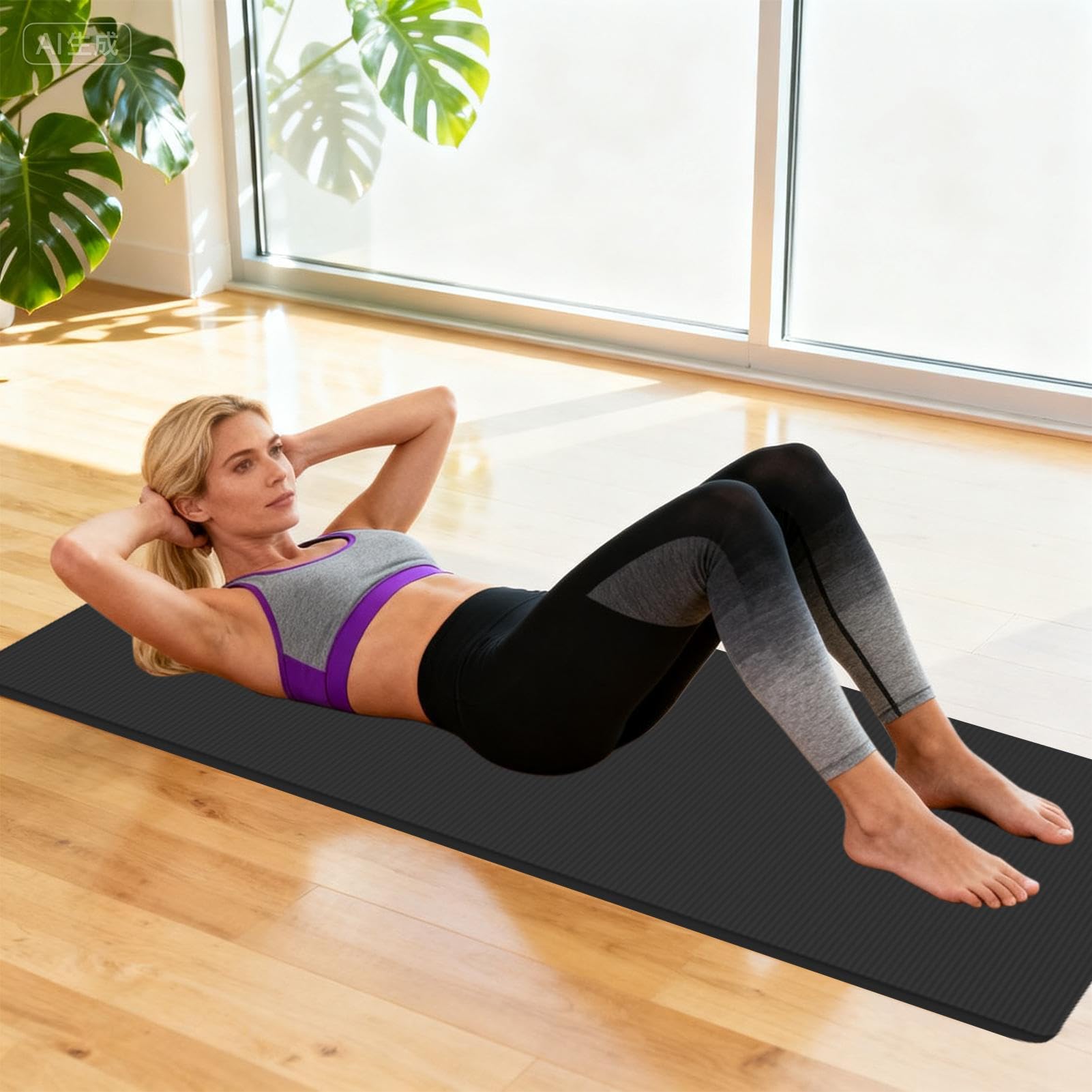 Matera Yoga Esercizio-Pad di allenamento senza slittamento 72x24x1in tappetino per esercizi confortevole con cinghia, attrezzature per pavimento morbido cuscino | Attrezzature per il fitness a casa