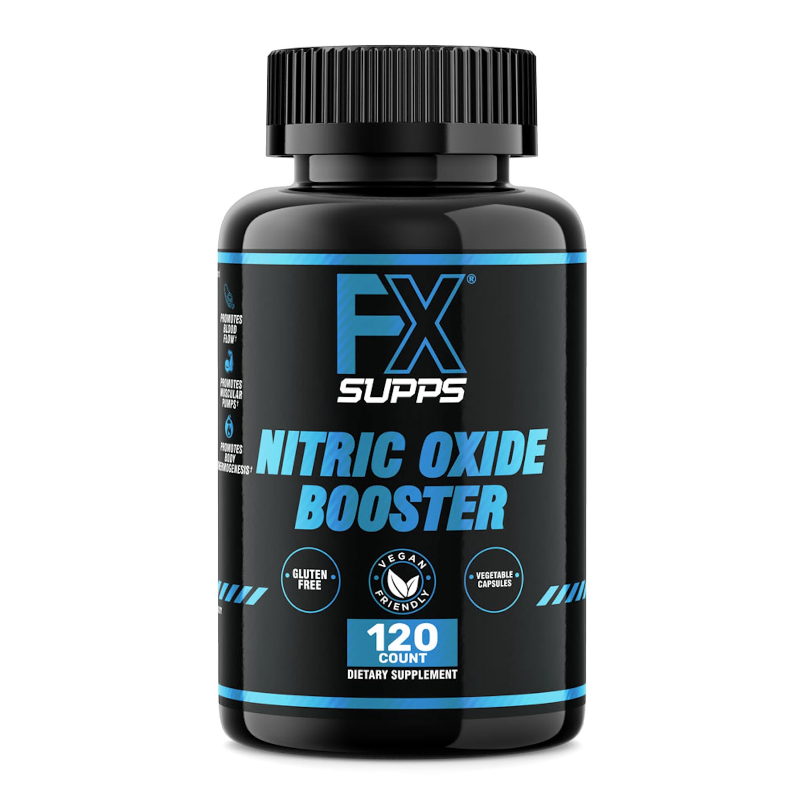 FX SUPPS Nitric Oxide Support | Pre-Workout Supplement for Men &amp; Women – 120 Capsules – with Arginine for Endurance, Workout Performance &amp; Circulation Support