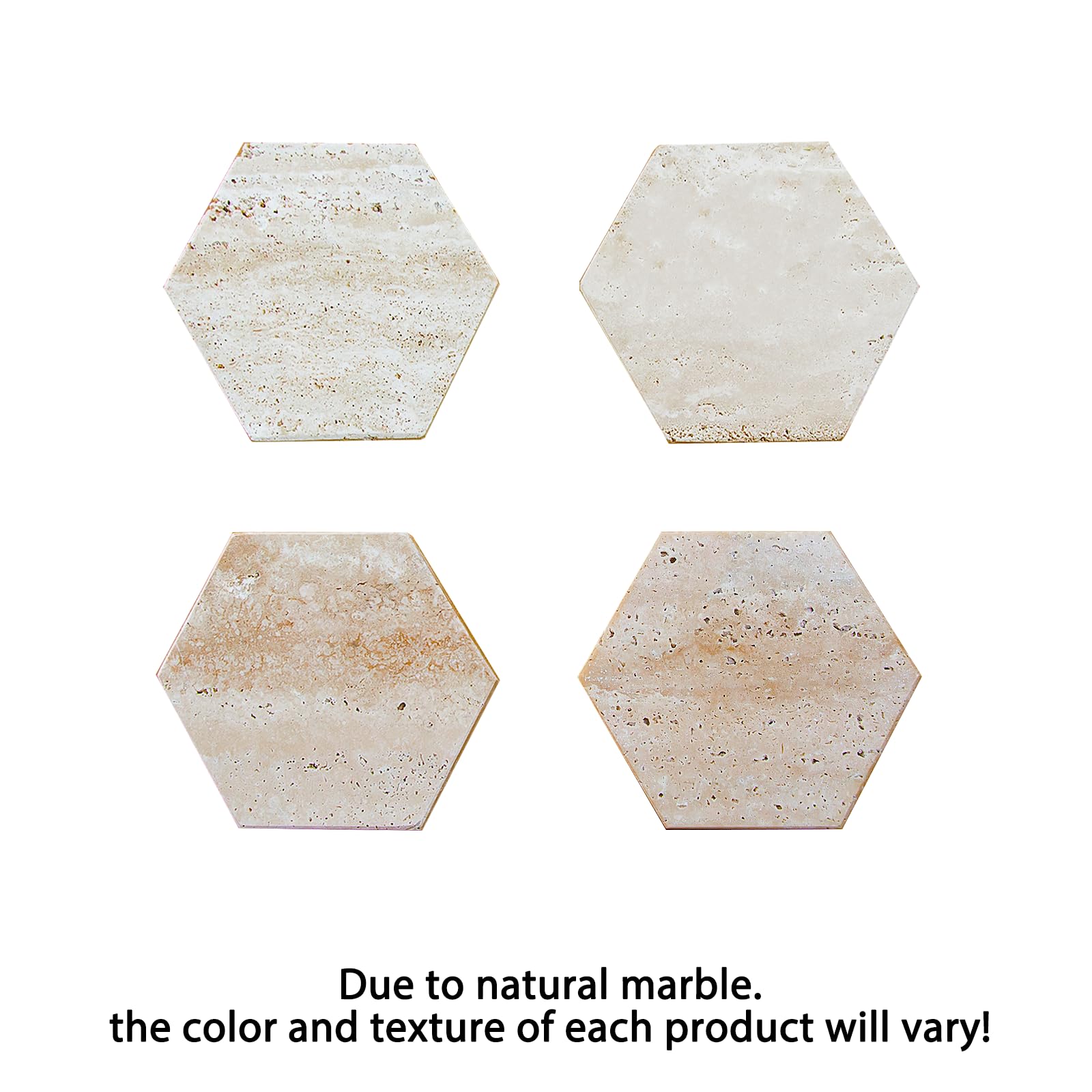 Sottobicchieri Pietra Naturale Con Sughero WOHER - Sottobicchieri In Legno Di Travertino Naturale, Con Base In Sughero, Per Tazze Da Tè, Caffè, Bicchieri Da Vino, Per Casa, Bar E Ufficio, Beige Bianco