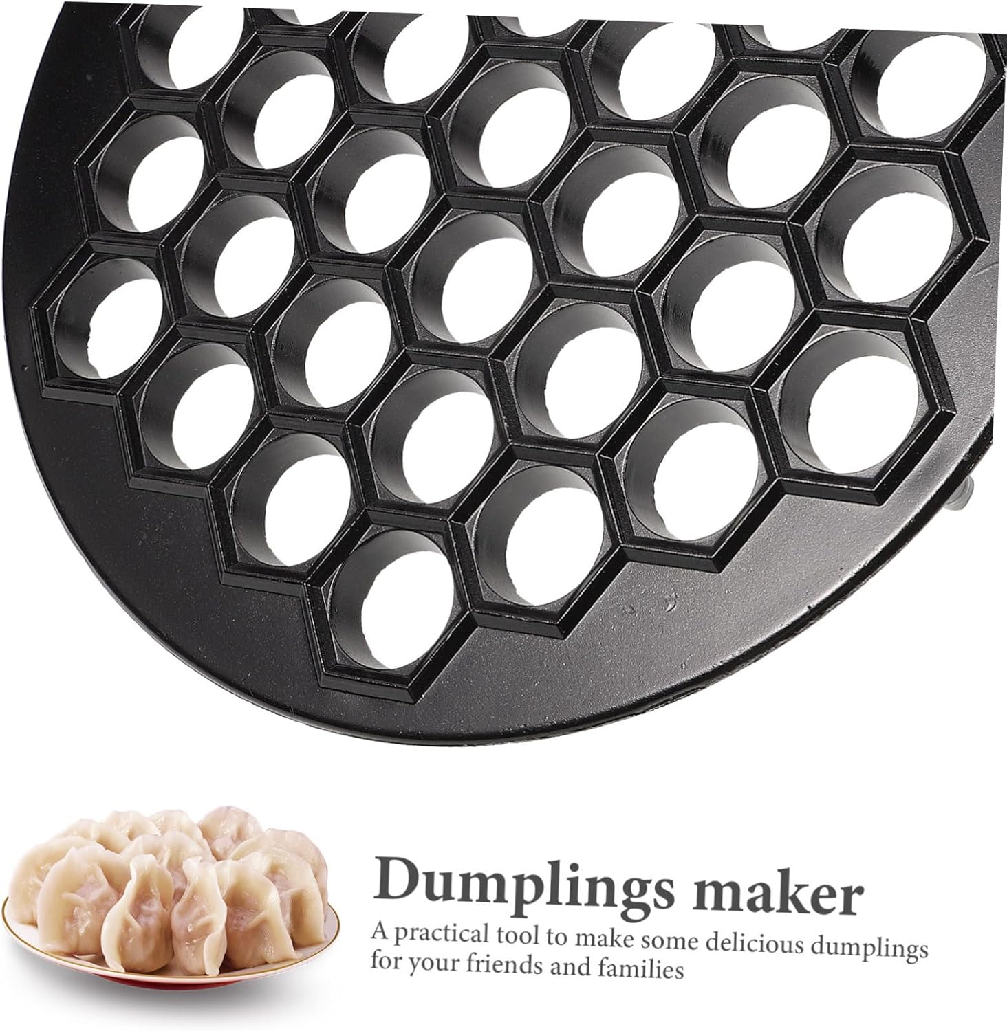Cabilock 37holes Dumpling Maker Zinc Alloy Mold for Cooking Makes Dumplings Simultaneously Easy Storage Kitchen Accessory Black