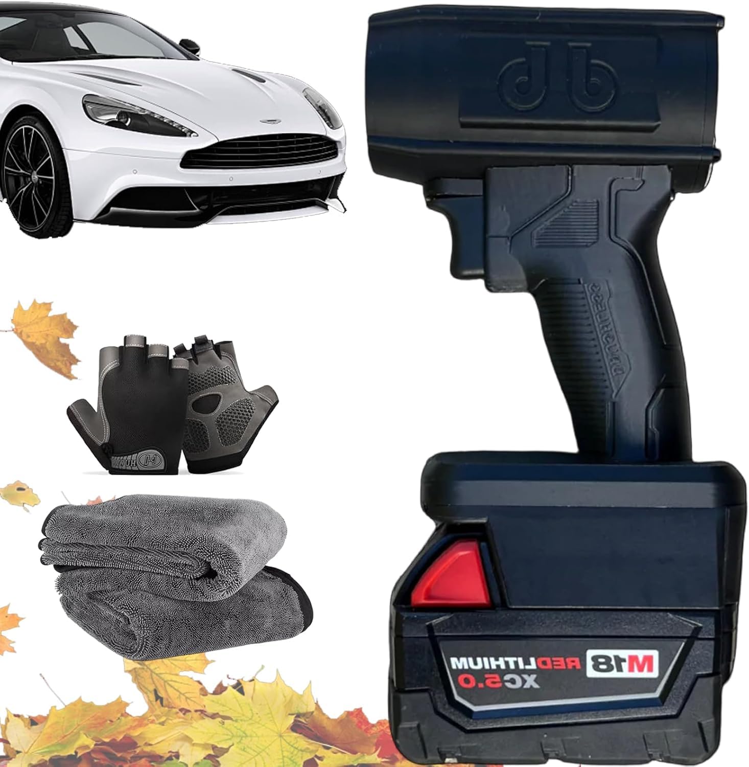 Storm Industries Jet Blower 2.0, Electric Cordless Jet Blower Car Dryer, 130,000 Rpm 200 Mph, Portable Handheld Turbo Blower, for Car, Patio, Lawn, Blowing Leaves (for Milwaukee)