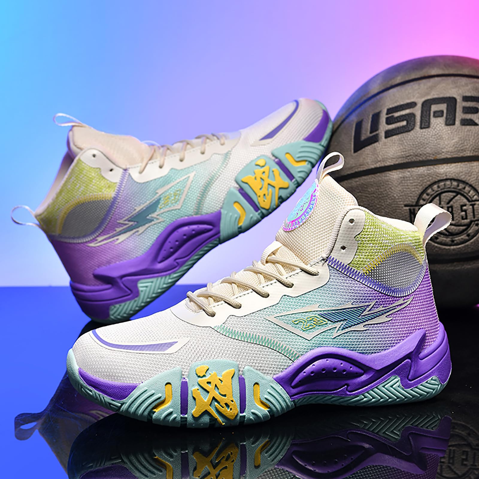 Scarpe da basket alte da uomo e da donna - Scarpe da ginnastica casual traspiranti, eleganti scarpe sportive da esterno antiscivolo for pallavolo