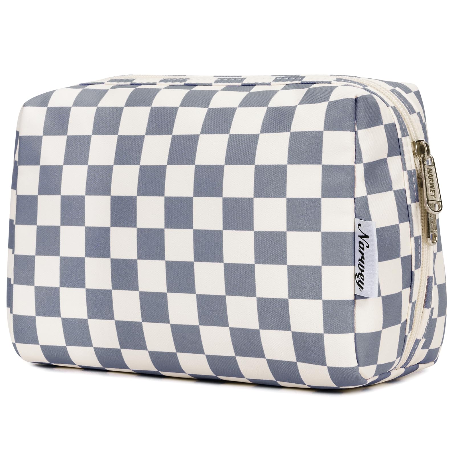 Small Makeup Bag for Handbag Cute Mini Cosmetic Bag PouchTravel Make up Bag for Purse (Blue Leaf, Small) — view 33