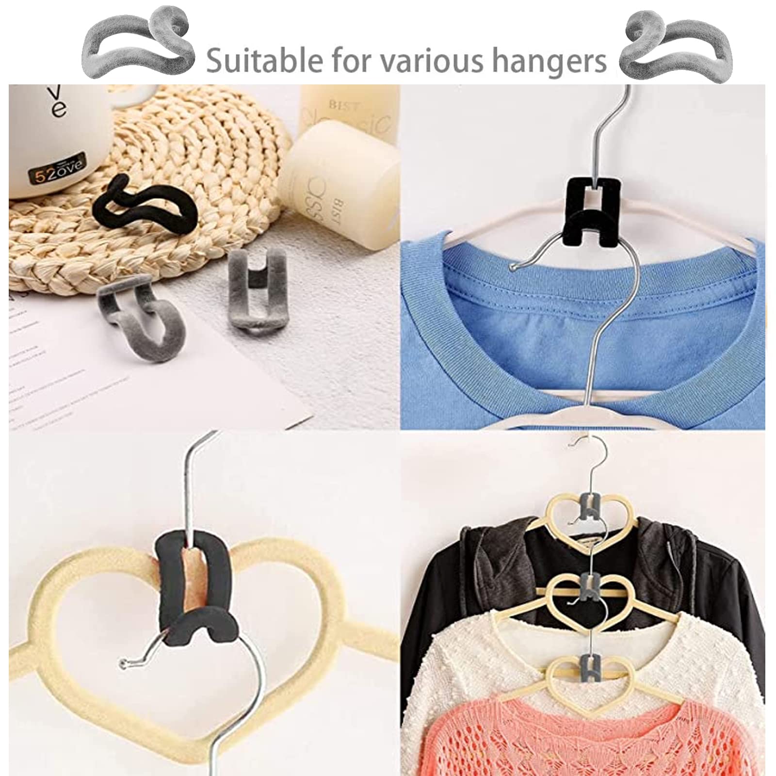 SoundZero 30 Pièces Porte-vêtements Mini Flocage - Crochets Gain De Place Pour Cintres