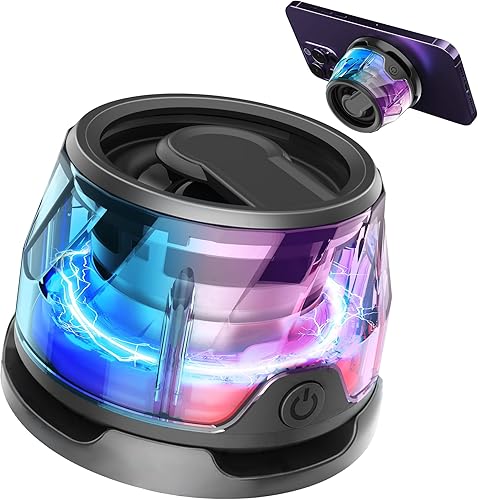 Altavoz Bluetooth magnético para teléfono celular, resistente al agua, 8 horas, tiempo de reproducción, Bluetooth 5.3, luces LED multicolor,