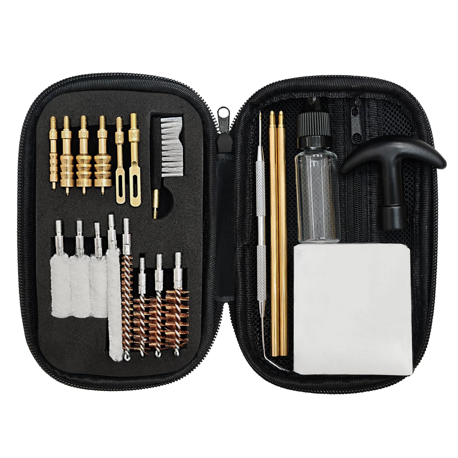 ELVO Gun Cleaning Kit 21 Piece Set Brass Components Cleaning Kit for .22,.357,.38,9mm .45 Caliber Handgun Owners