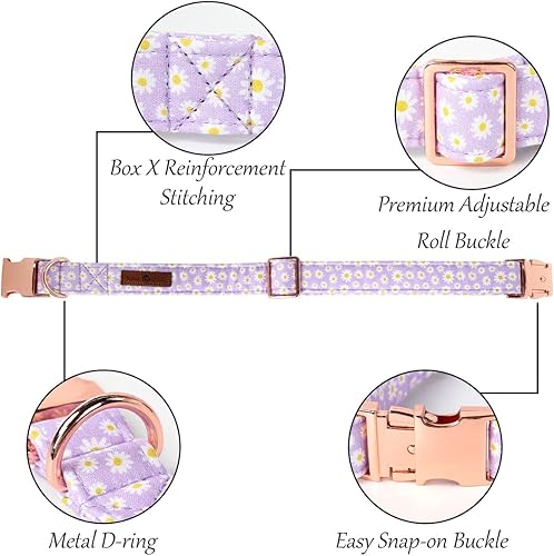 Miniatura 3 de Lionet Paws Collar de primavera para perro con corbatín, suave, cómodo, ajustable, lindo collar de margarita para perros y gatos, regalo femenino,