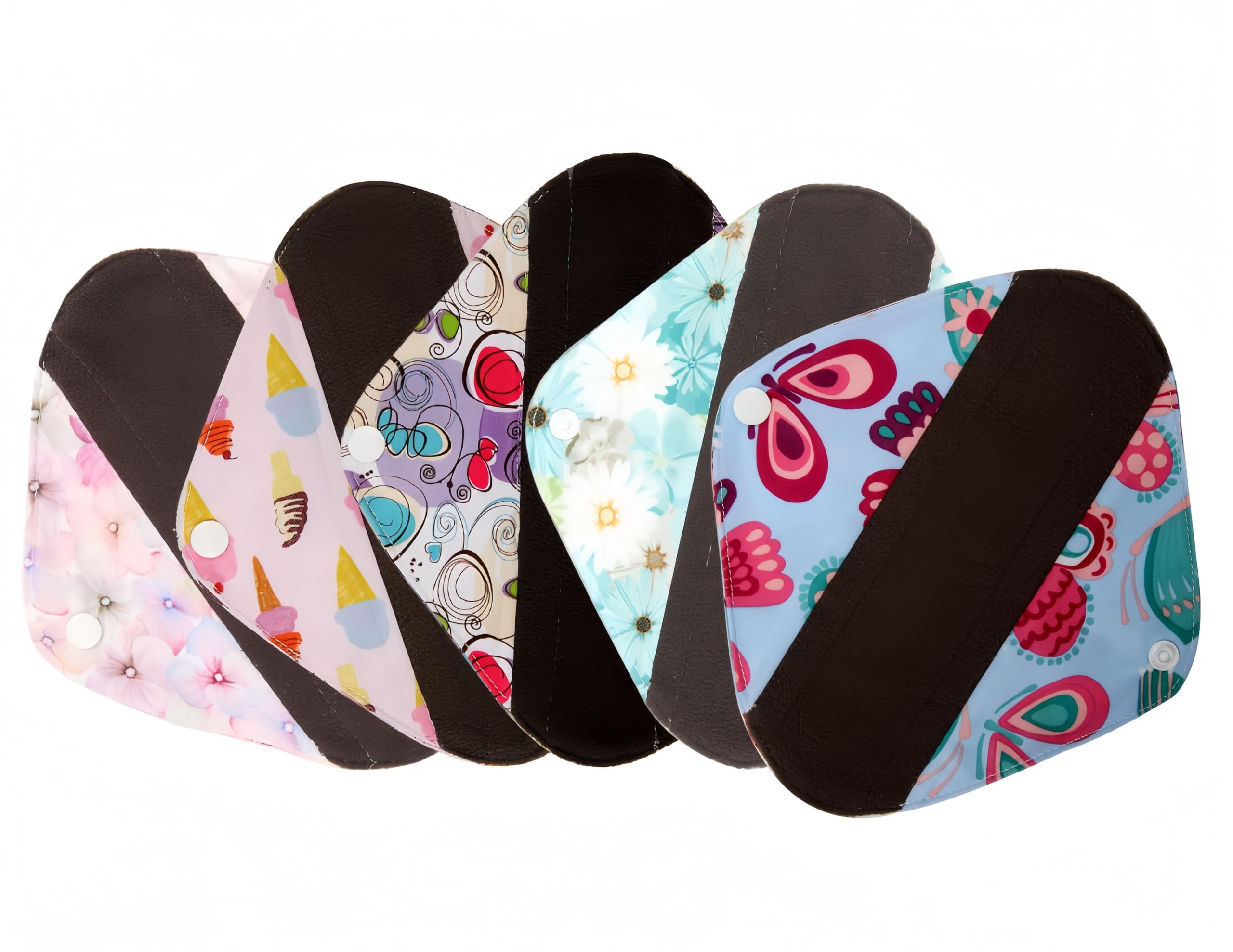 5 Pieces Cloth Mama Cloth/Menstrual Pads/Reusable Sanitary Pads (Pantyliner (8 inch), Colorful Elephant)
