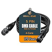 Vista 8 de SMALL-EYE Cable DMX de 5 pines, paquete de 6 unidades, cable DMX512 de 4 núcleos macho a hembra para iluminación de escenario (3 pies)
