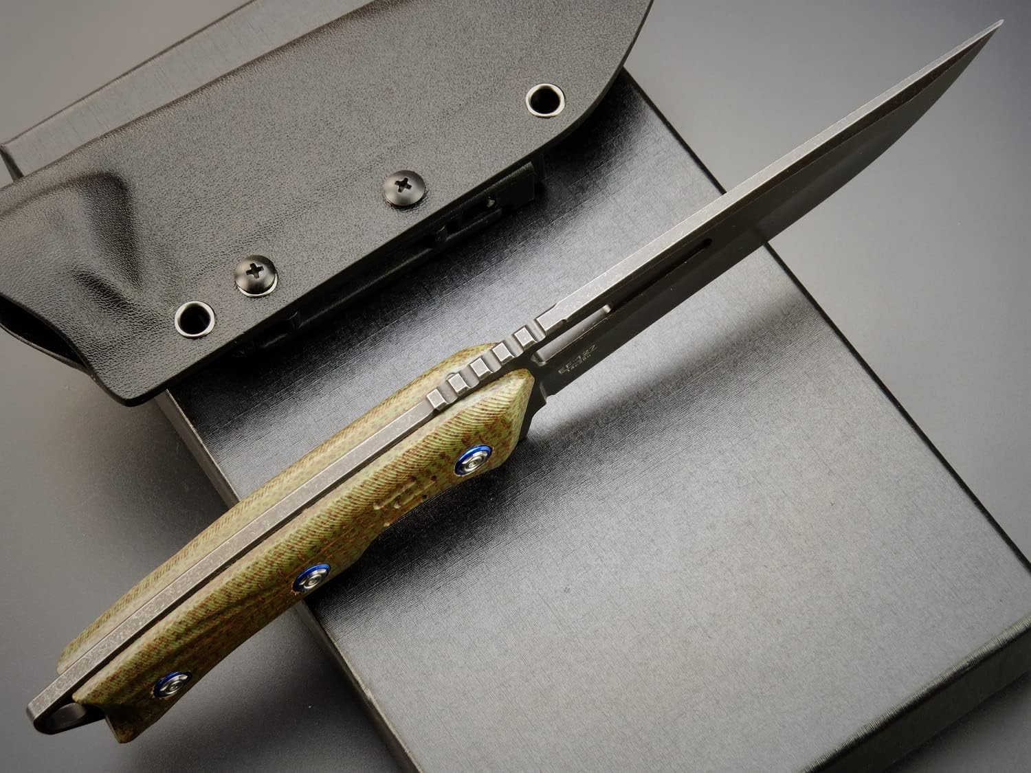 Eafengrow EF127 Fixed Blade Knife 14C28N Steel Blade, Micarta Handle Full Tang Fixed Knifes for Working Camping Hunting Survival Heavy Duty EDC Tool Knife(Army Green)