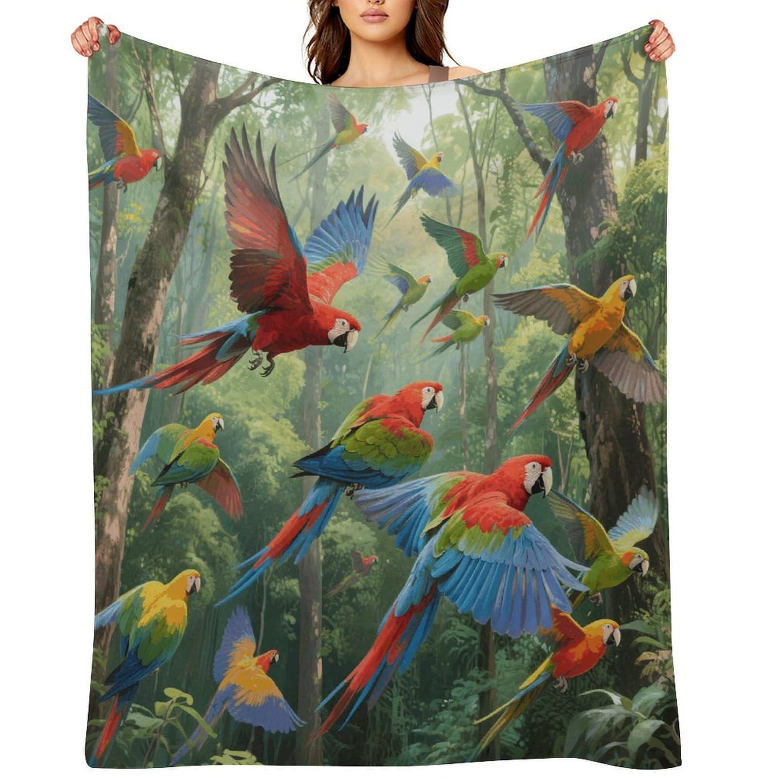 Parrots Throw Blanket for Couch and Bed Super Soft Warm Lightweight Throw Blankets Cozy Fuzzy Flannel Blanket Personalized Decorative Blankets for Sofa Decor 40"x50"