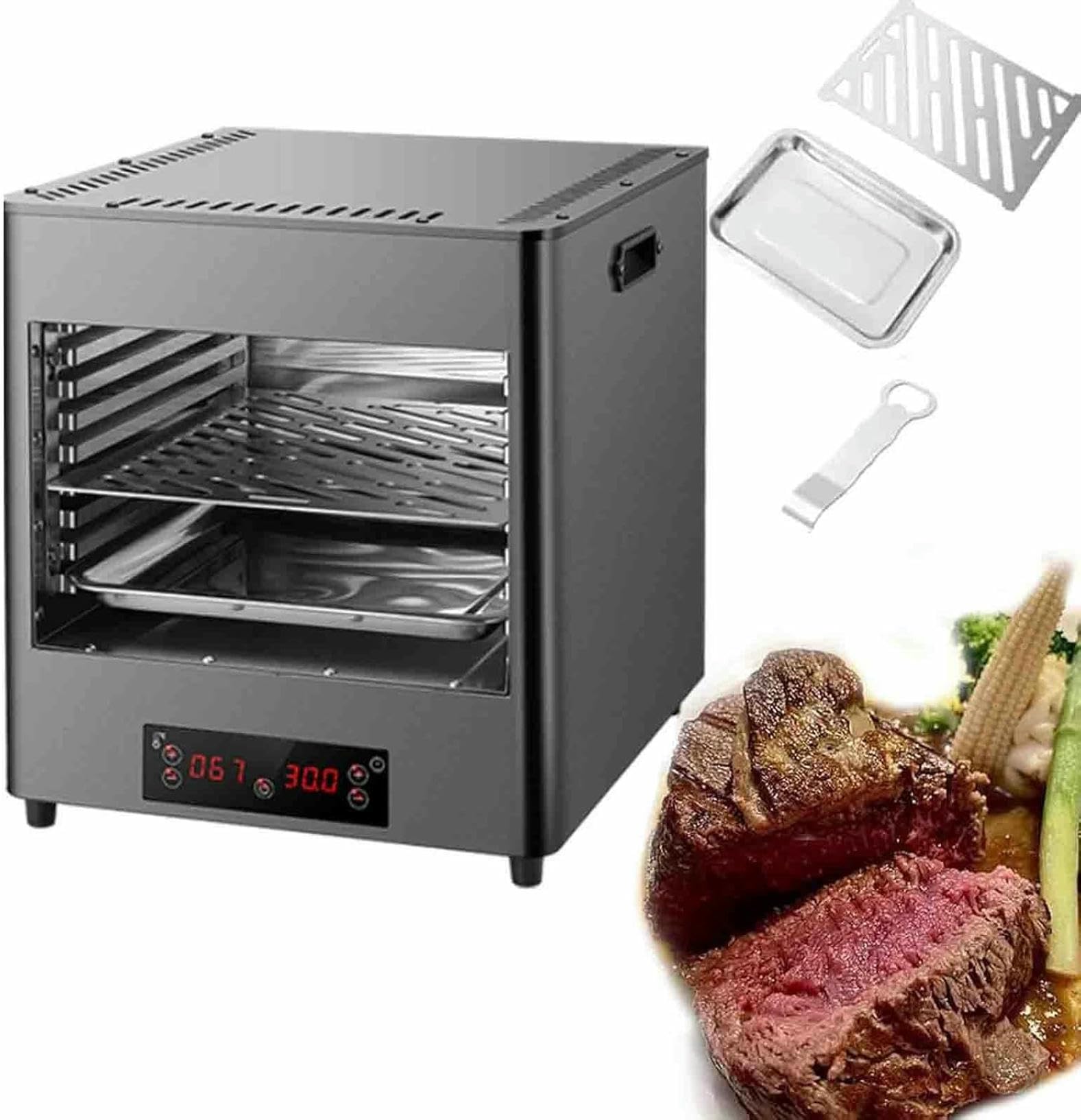 FHRKA 1700W/3400 W Electric Steak Broiler, for Cooking Steak, Lamb Chops, Chicken, Pizza,high-temperature rapid heating (C)