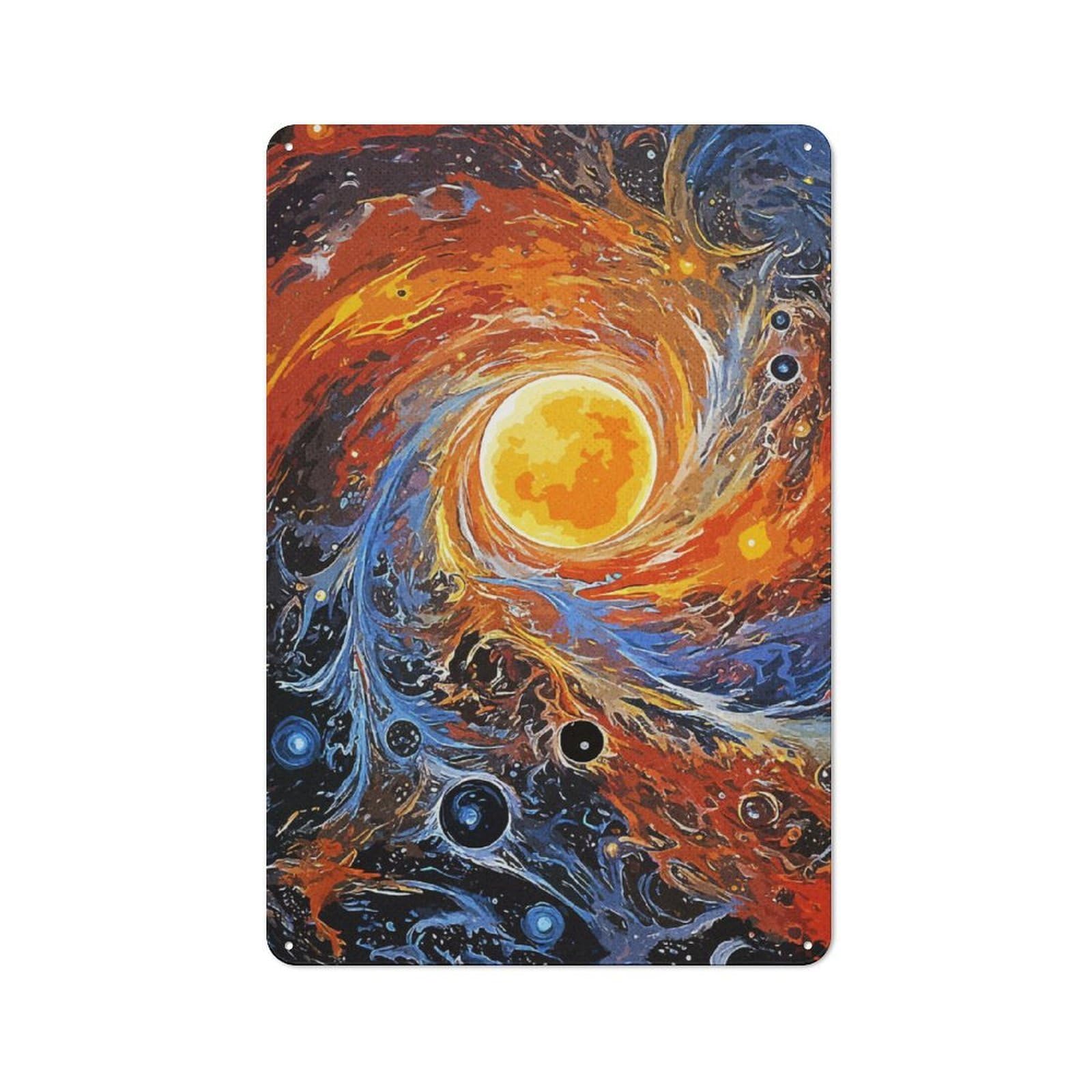 Space Fantasy Decorative Metal Plaque 30x20cm, Modern Retro Urban Room Decor for Workspace, Cafe, Hallway Or Garage