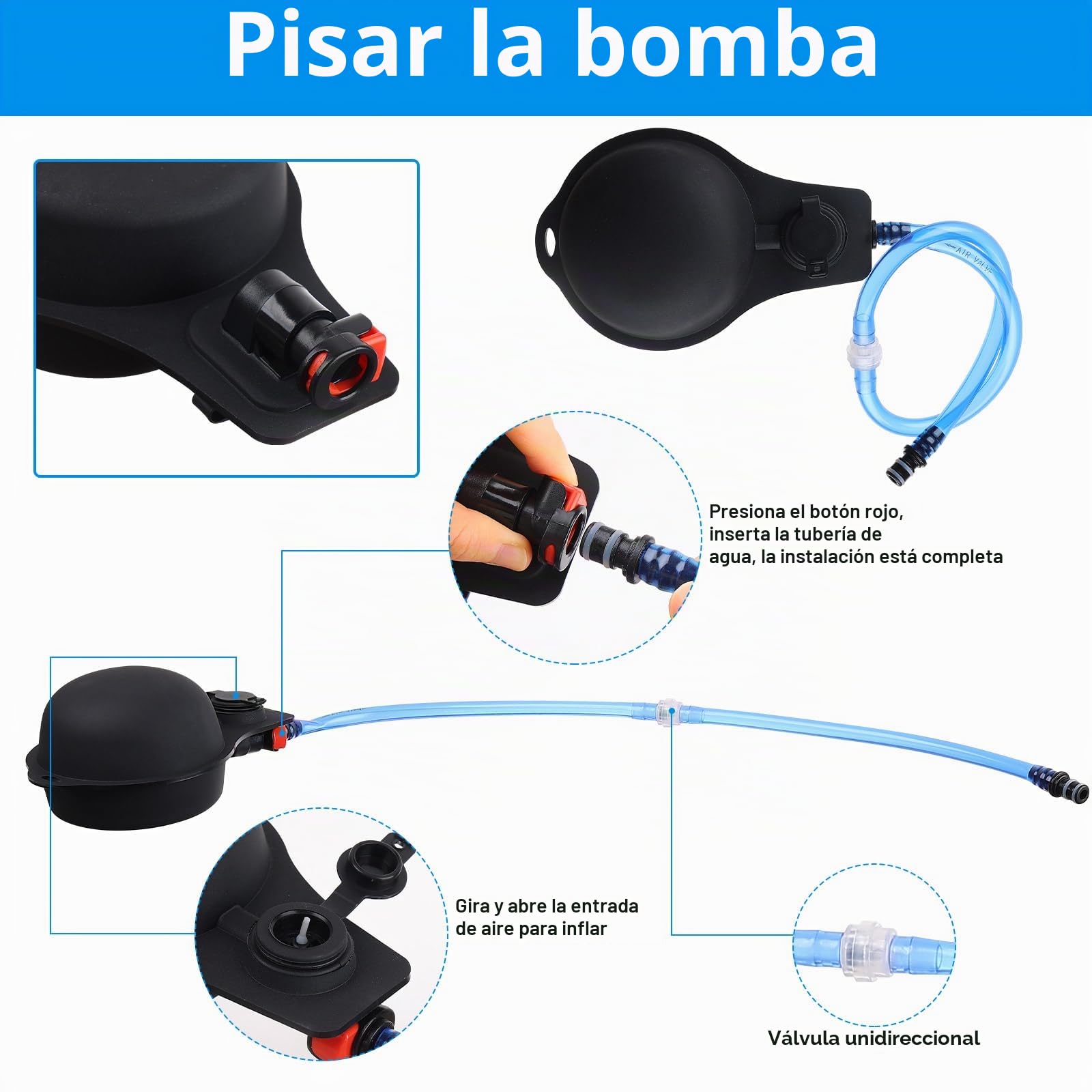 Ducha portatil Camper Ducha para Acampar Bolsa de TPU de 20L con Manguera Larga extraíble Bomba presión Boquilla Pantalla de Temperatura