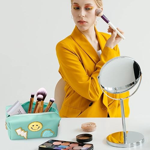 Miniatura 5 de AgoKud Preppy - Bolsa de maquillaje de piel sintética, impermeable, portátil, bolsa de cosméticos, almacenamiento de uso diario, organizador de