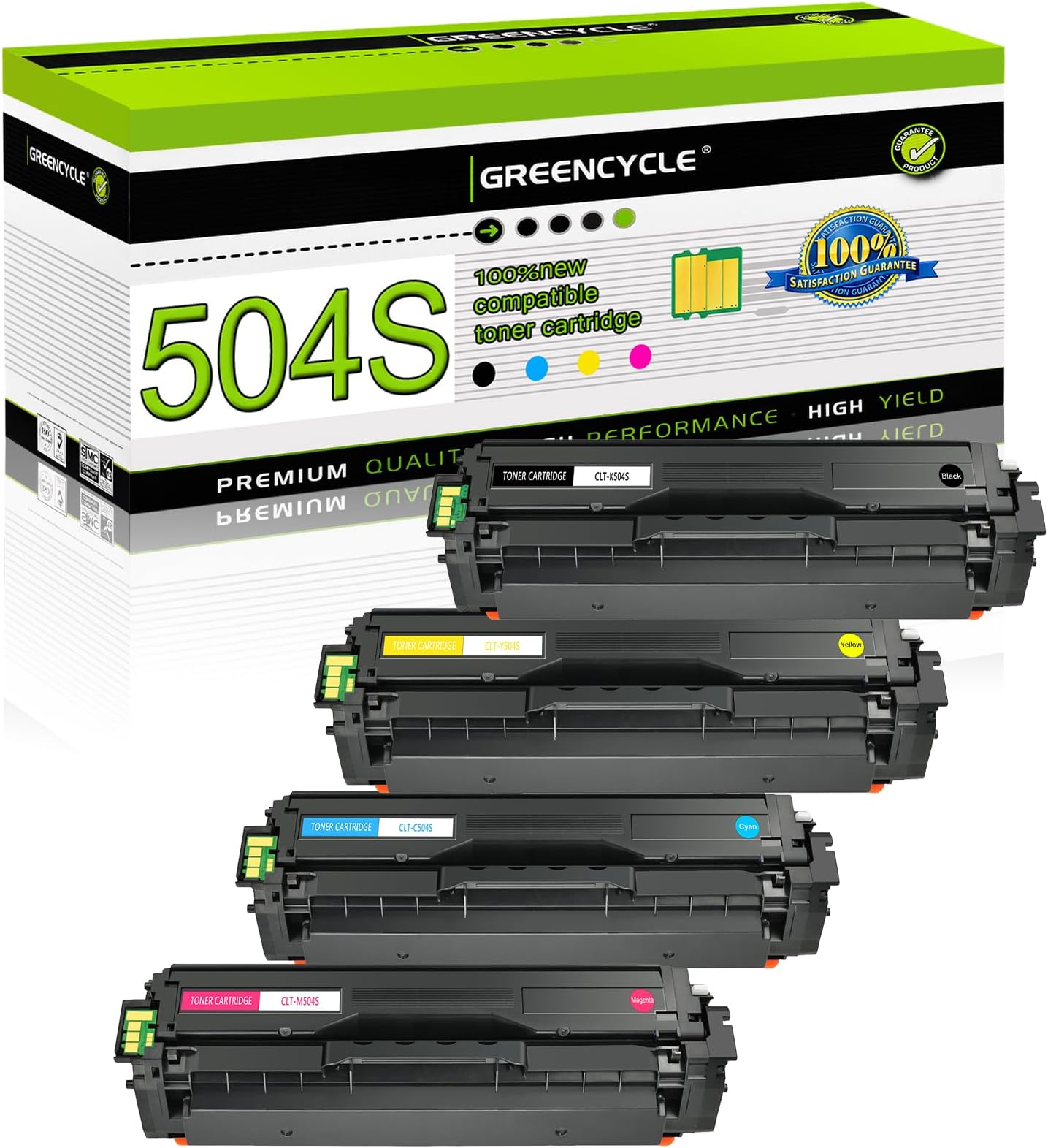 – 4 Pack Compatible CLT-504S CLT-K504S CLT-C504S CLT-Y504S CLT-M504S Toner Cartridge Combo Set for Samsung Xpress SL-C1810W C1860FW CLX-4195FN Printer - Black, Cyan, Yellow, Magenta