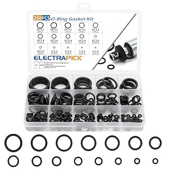250Pcs O-Ring Gasket Kit, 15 Sizes Rubber Washers Seals Assortment Set, Electrical Gasket Ring for Plumbing Washer Seal & Auto Quick Repai
