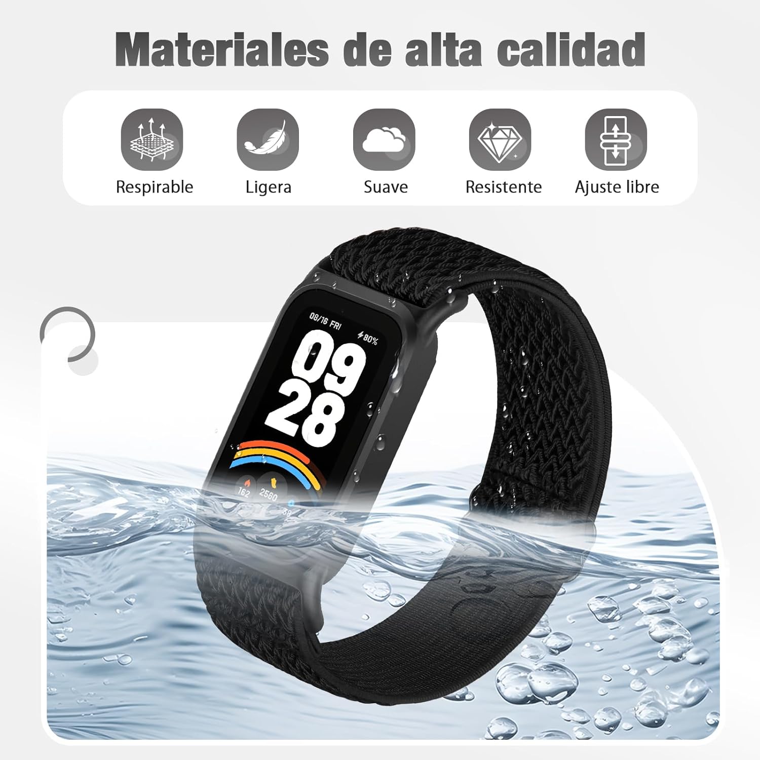 2 Pack Elastic Bands Compatible with Xiaomi Smart Watch 9 Active Women Men, Soft Nylon Replacement Sport Wriststrap for Redmi Watch 3 image 4 of 7 B0FCSGXR37