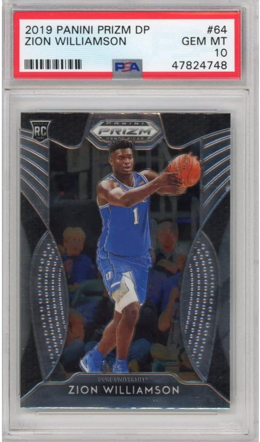 Graded 2019-20 Panini Prizm Draft Picks DP Zion Williamson #64 Rookie RC Basketball Card PSA 10 Gem Mint