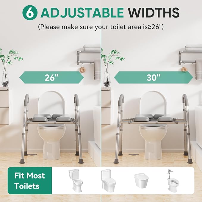 Asiento elevado para inodoro PopWise con manijas y capacidad 500 lb miniatura 2