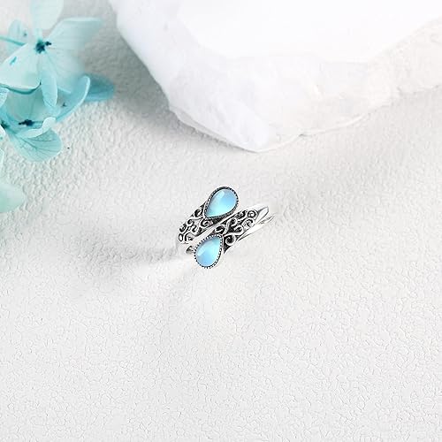 Miniatura 5 de Anillo para mujer de plata de ley, banda ajustable, anillos abiertos, regalos de joyería para niñas