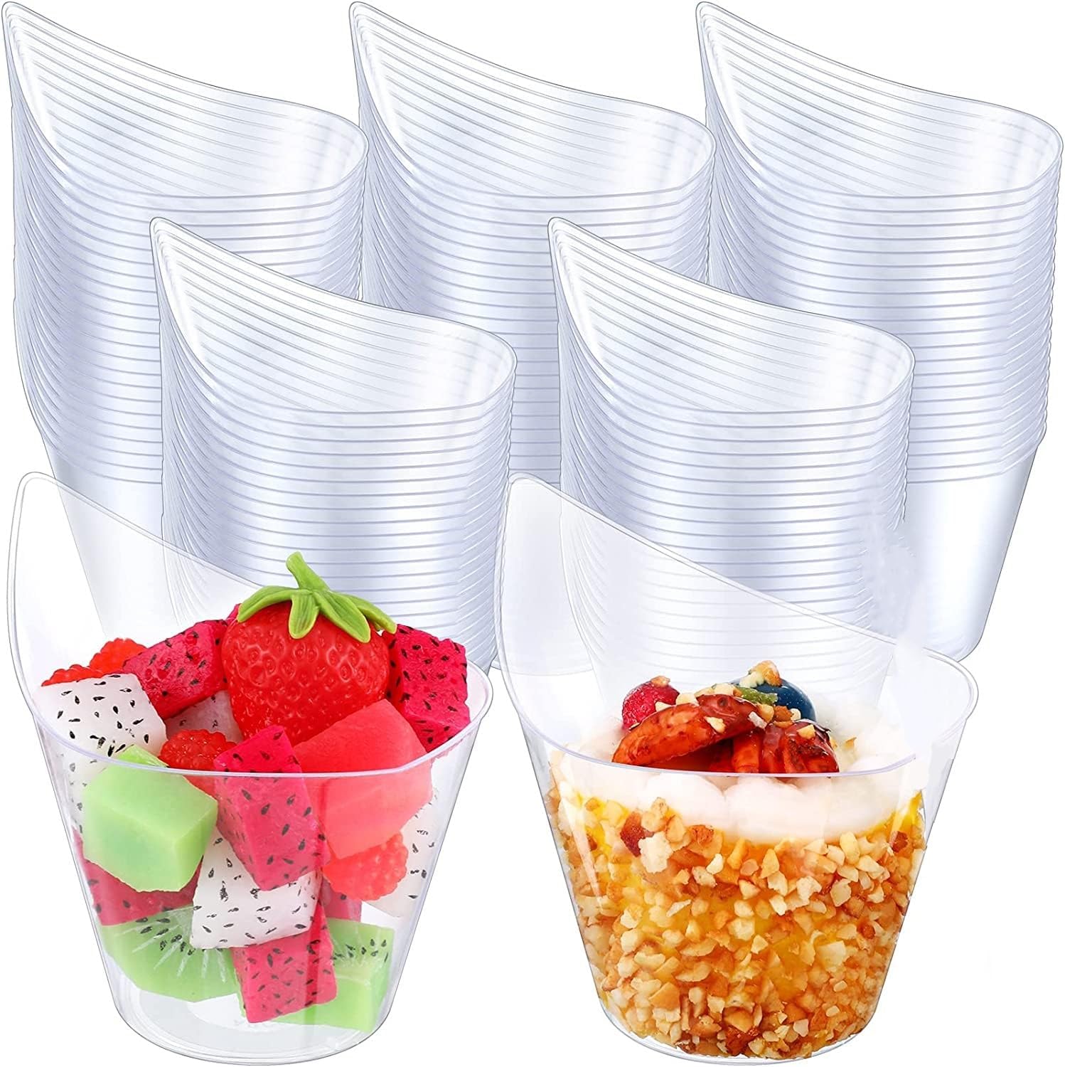 50 Gobelets à Dessert Hexagonaux Avec Couvercles - 100ml, Transparents - Pour Fêtes Et événements