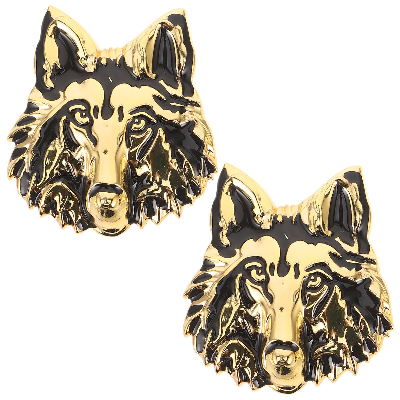 Pegatina Metálica 3D para Coche, Diseño Cabeza de Animal Dorada, 2 Piezas, Calcomanía Decorativa Resistente Intemperie para Parachoques y Carrocería, para Ocultar Rayones