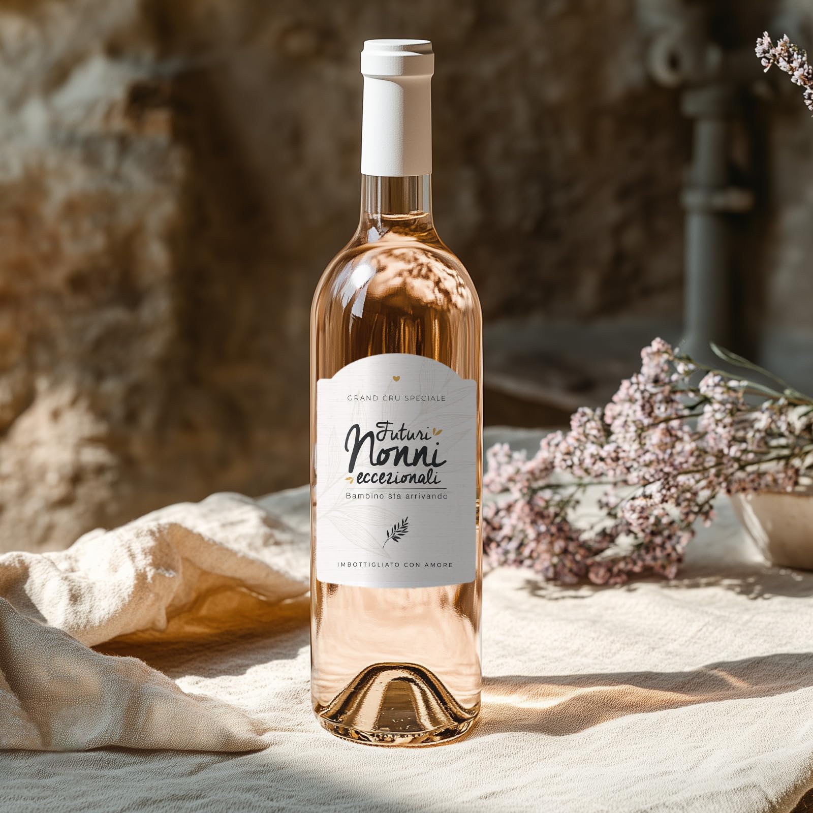 Etichette Annuncio Gravidanza Per Bottiglie Vino - Set Di 4, Design Bordeaux Per Nonni E Famiglia - Foto 6