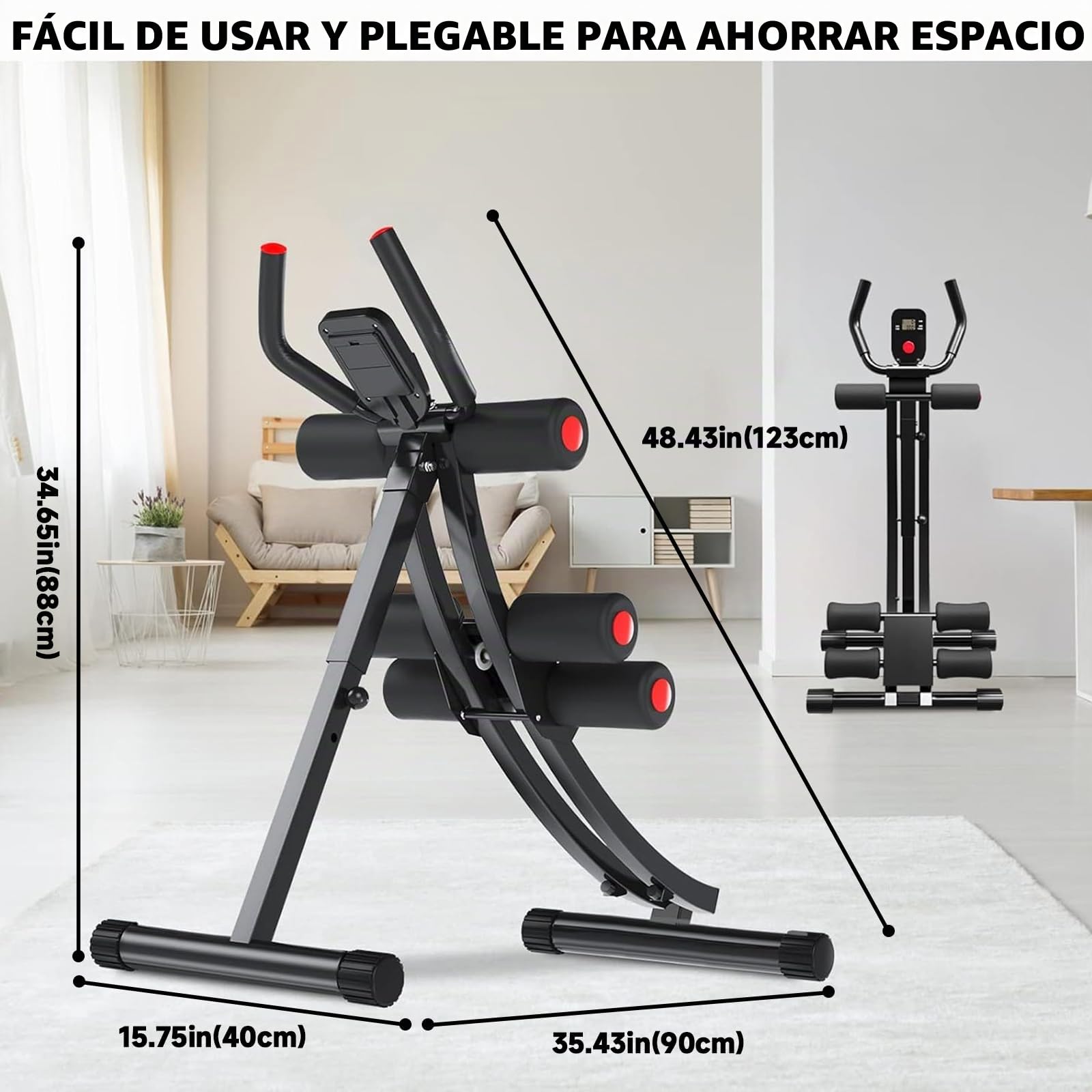 Silla de Entrenamiento Abdominal Ejercitador Abdominal para Mujeres 308lb Compresor Plegable Entrenador de Fuerza Abdominal 4-Posiciones Ajustable con Pantalla LCD