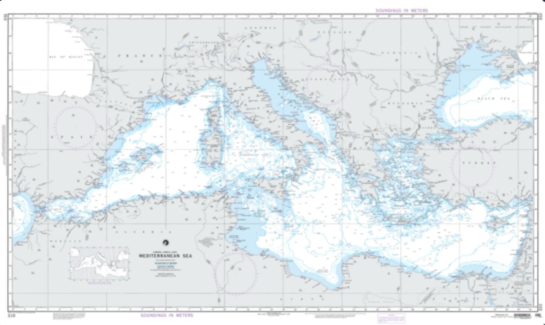 NGA Chart 310-Mediterranean Sea - Water-Resistant