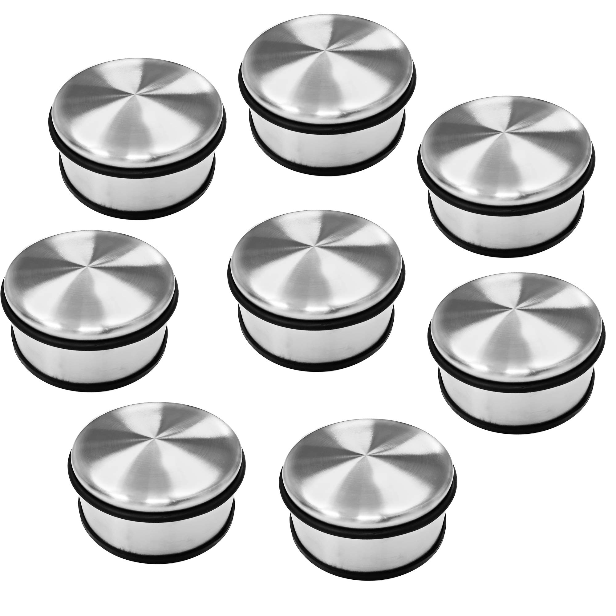 PALMAT – Tope de Puerta metálico resistente de suelo 110 mm X 60 mm 1.1 Kg Acero resistente inoxidable con banda protectora de goma, No rasguña