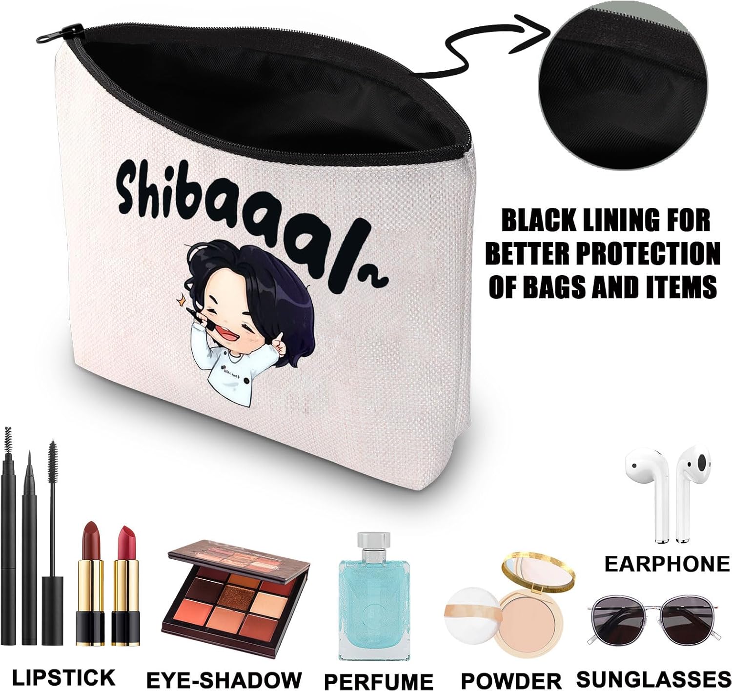 JNIAP Korean Group Makeup Bag Shibal Concert Gifts Pop Music Fans Gifts Group Merch(Shibaaal cartoon mb) - Image 3