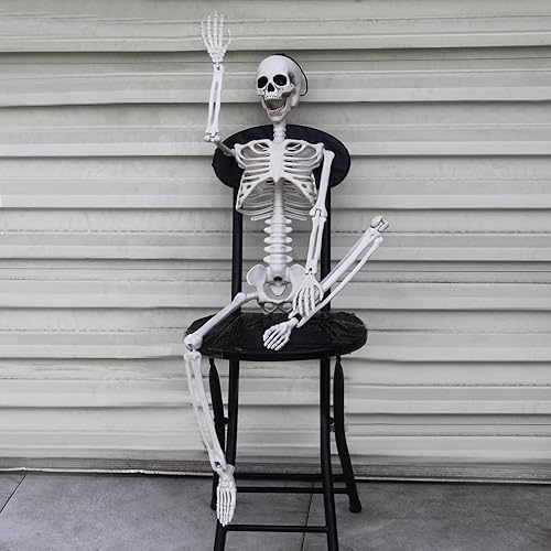 Decoraciones de esqueleto de Halloween 36 pulgadas de cuerpo completo articulaciones, decoración de esqueleto humano realista para colgar