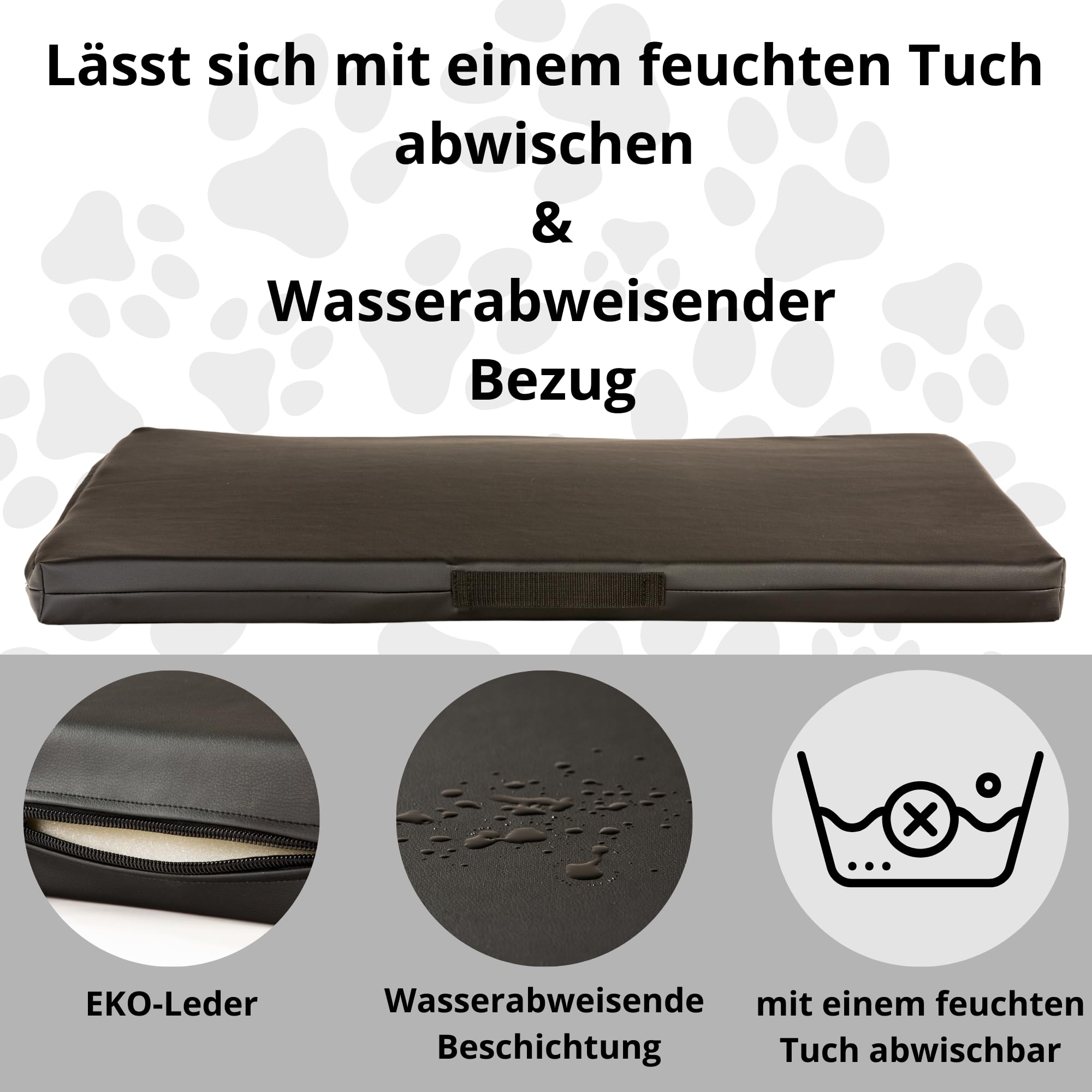 COOL PET Orthopädische Hundematratze, 138 × 88× 5 cm – VISCO-Schaumstoff (Memory-Schaum), strapazierfähiger Bezug aus hochwertigem Kunstleder mit wasserabweisendem PVC-Anstrich, Made in EU, Schwarz