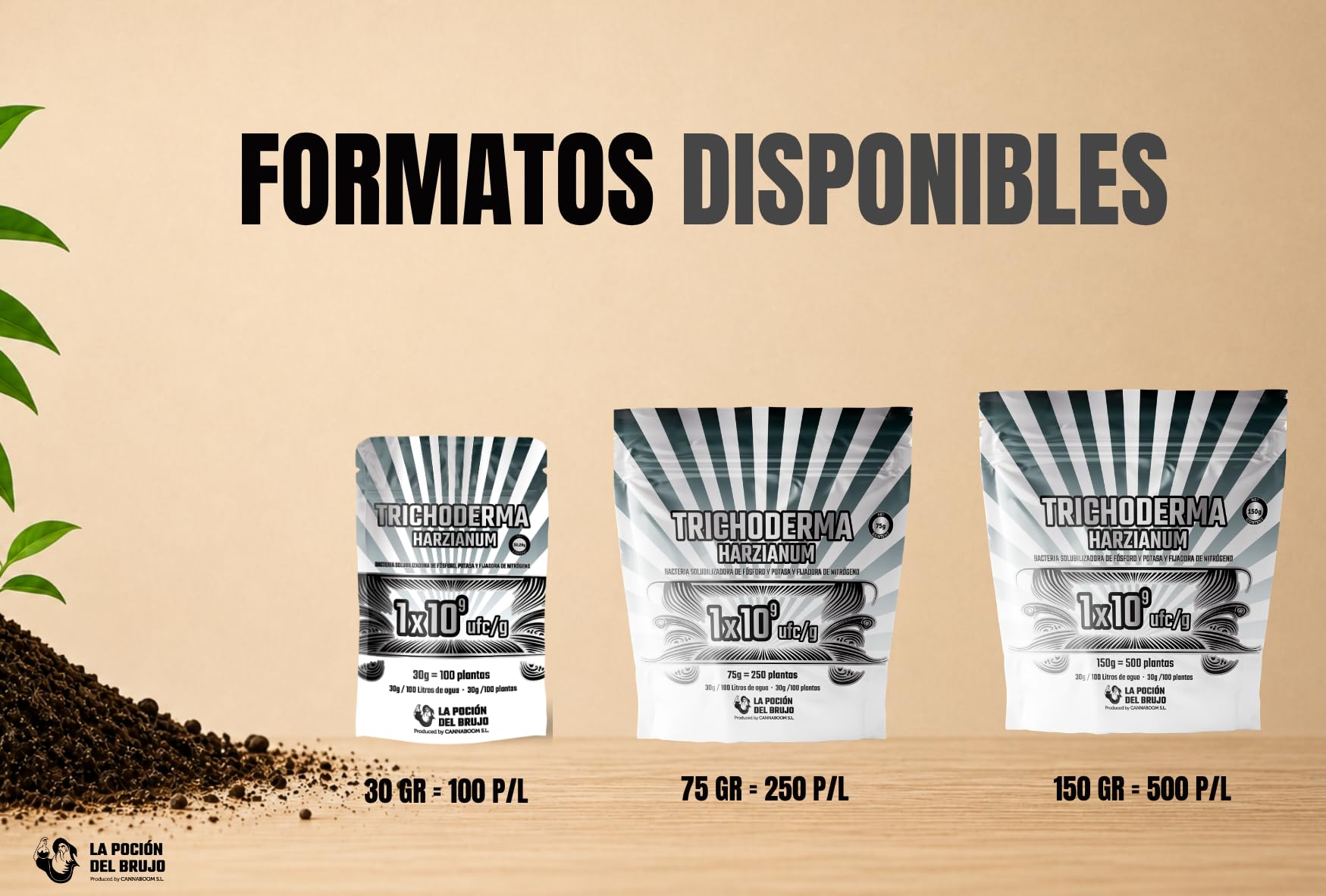 Trichoderma Harzianum = 1x10⁹ ufc/g | Bacterias de la rizosfera 1x10³ ufc/g (100p) - "Cannaboom" | Defensa radicular avanzada | Más vigor y raíces sanas | Microbiología útil de alto rendimiento