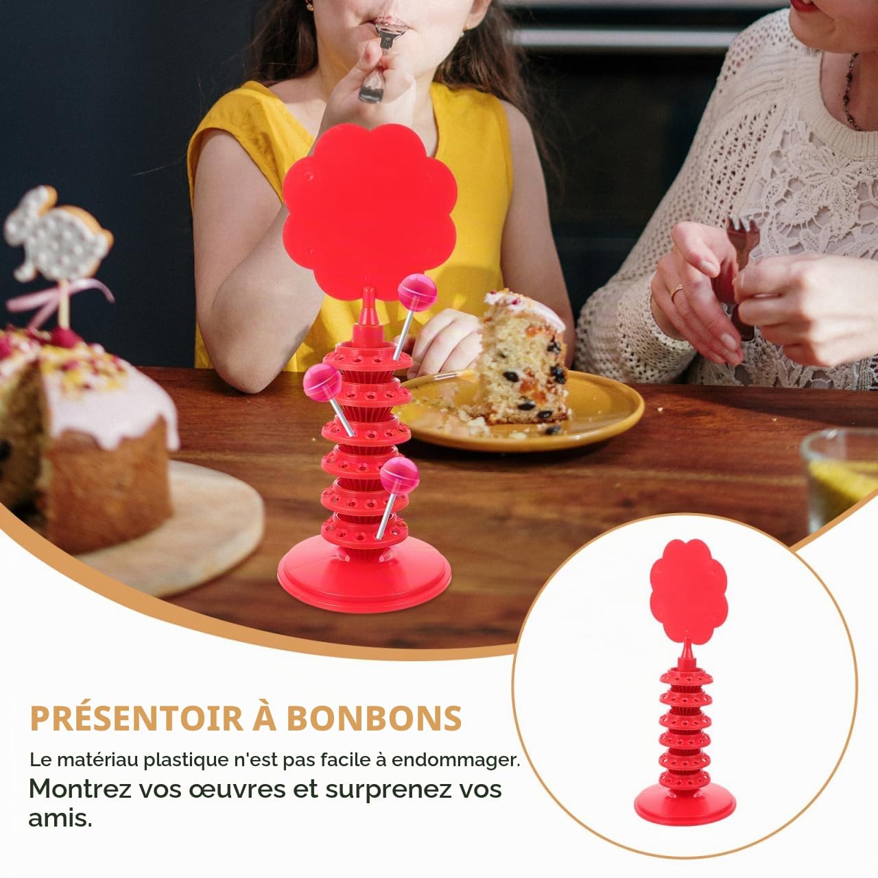 Cabilock Présentoir À Sucettes Réglable 35 Cm Porte-Lollipops En Plastique 12 Emplacements Pour Bonbons Parfait Pour Fête Et Magasinage