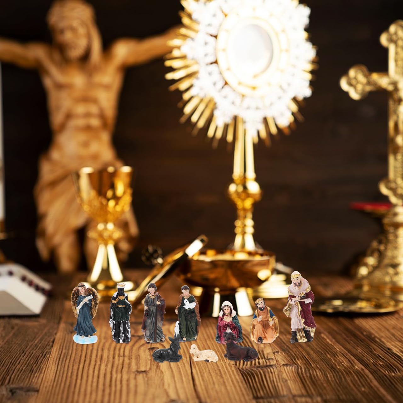 Krippen Figur Set Heiligen Familie Krippen Figur Christus Geburt von Jesus Statue Set Szene für Hause Dekoration Weihnachten Religiöse 11Pcs