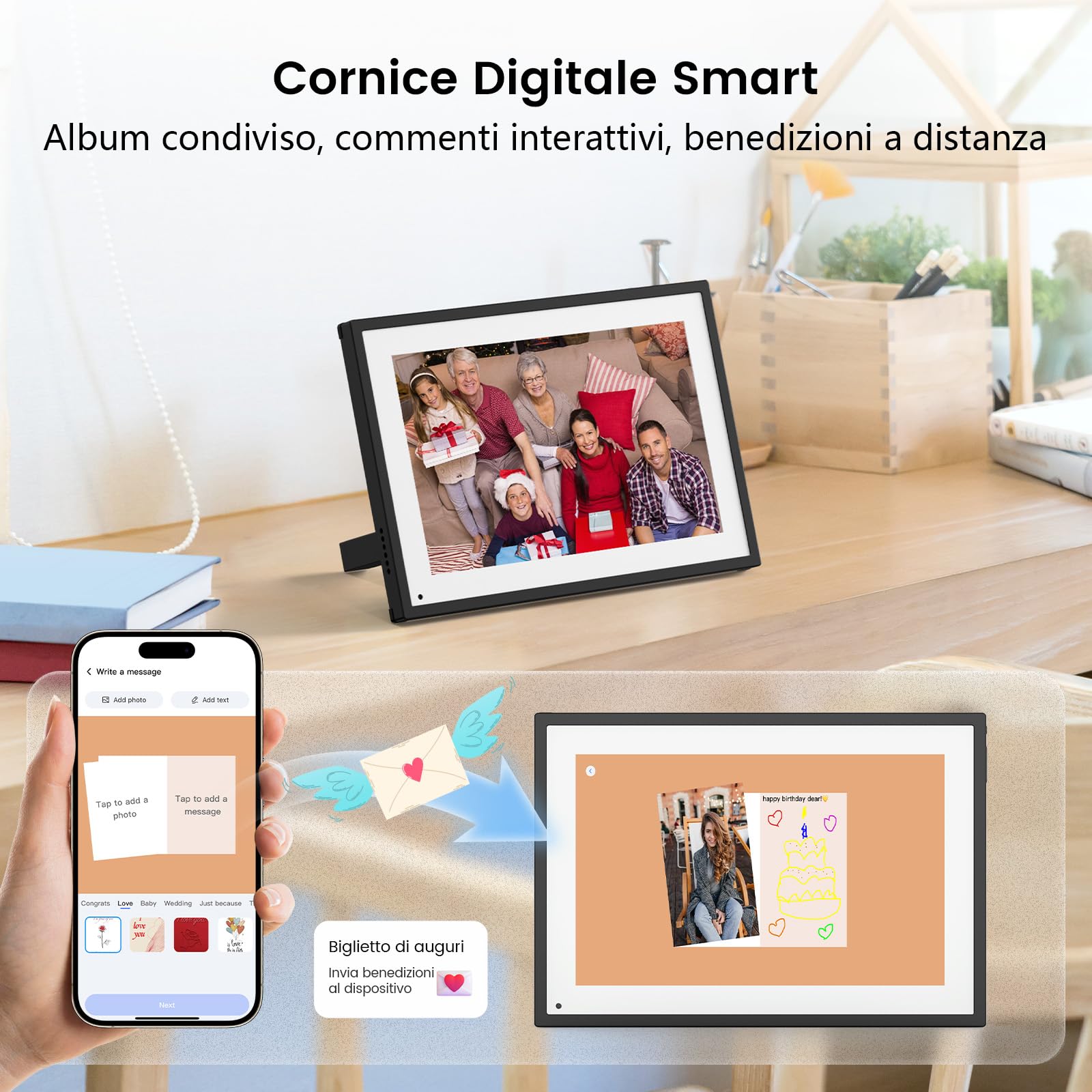 NEWYES 10,1" Calendario Digitale da Tavolo 2026, Agenda Familiare con Touchscreen Interattivo e Cornice Digitale Adatta per Camere da Letto, Cucine e Uffici, ADHD Planner