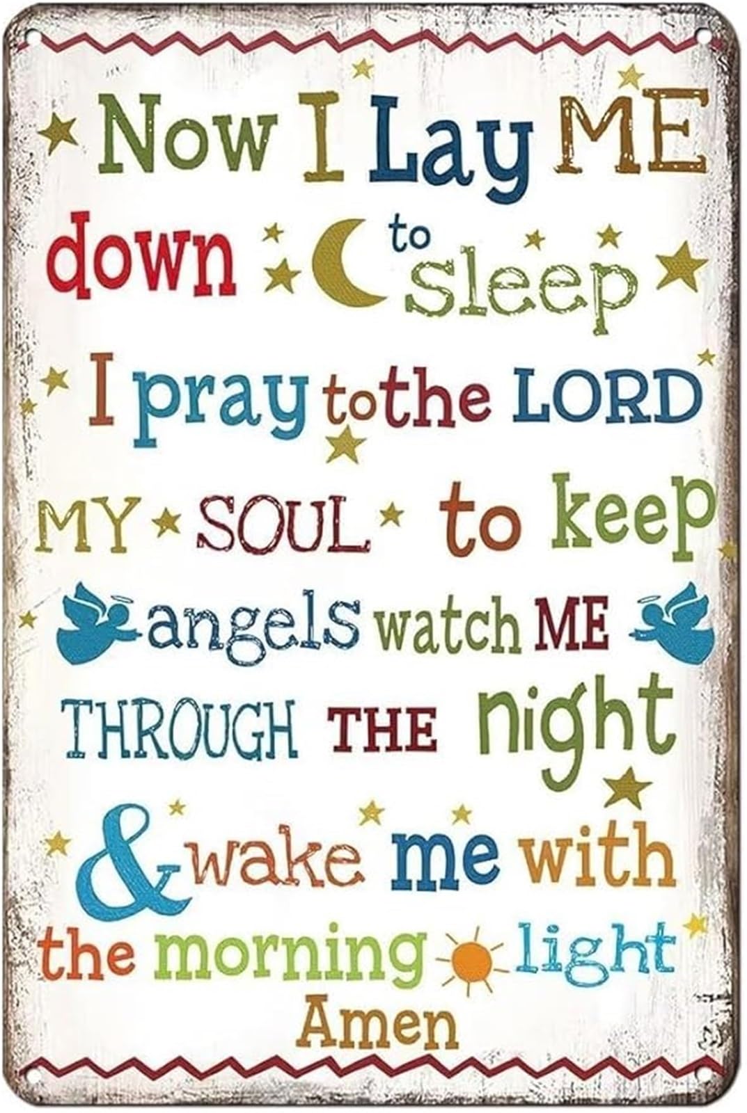 ICYJRFHLTF Religious Metal Sign With Now I Lay Me Down to Sleep Prayer For Bedroom Nursery Christian Faith Decor 8 X 12 in