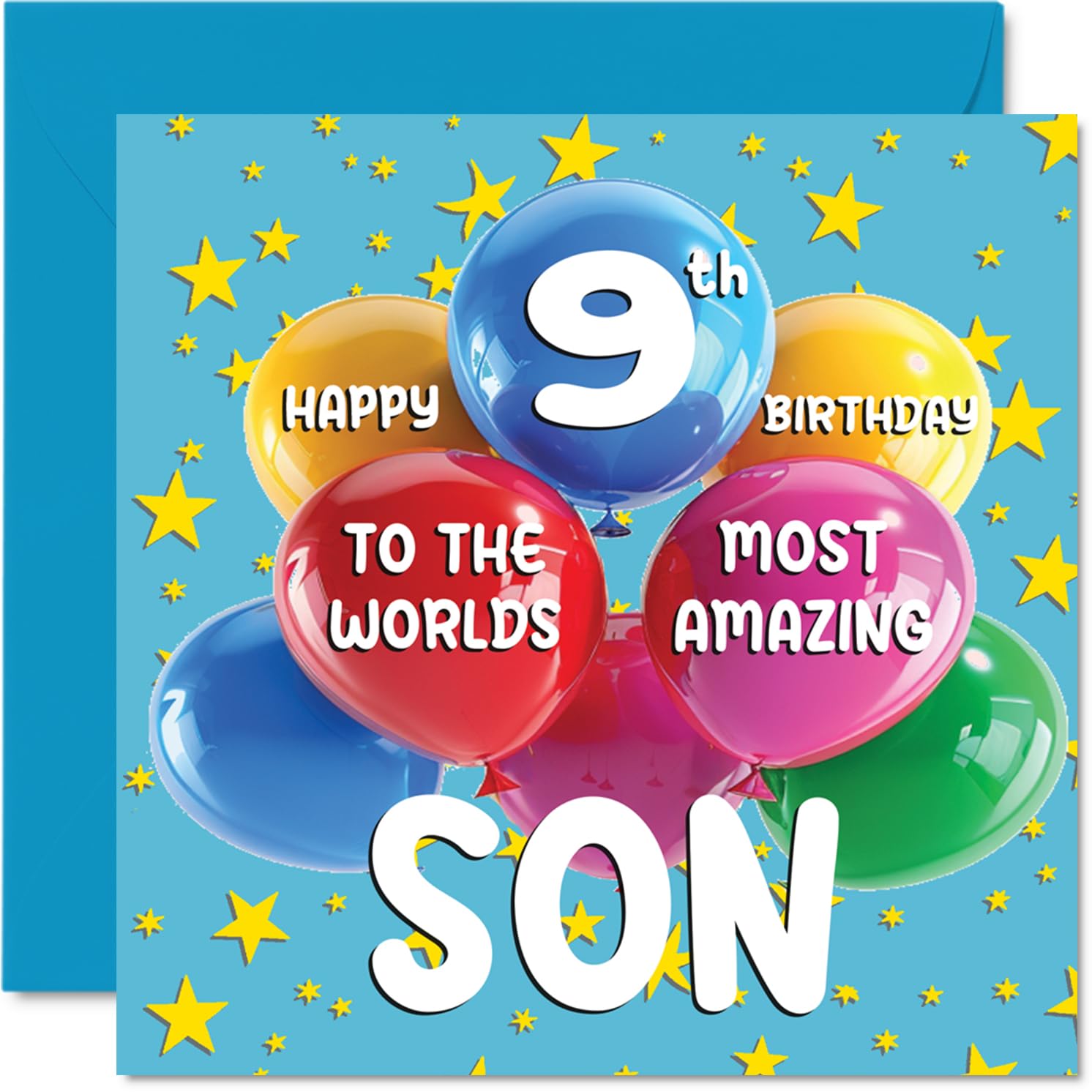 9th Son Birthday Card - World's Most Amazing Son - Happy 9th Birthday Card from Mum Dad, 145mm Age 9 Greeting Cards
