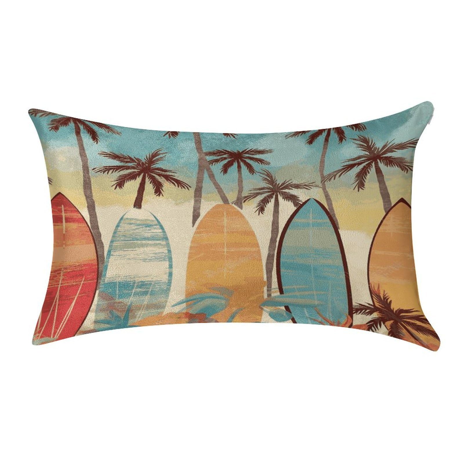 MUSM Surfboard Palm Tree Pillow Case 12"X20" Luxury Velvet Throw Pillow Cover Fade Resistant Cozy Soft Pillowcases Pillow Protector Pillow Shams Lumbar Pillow Shells for Home&Gifts