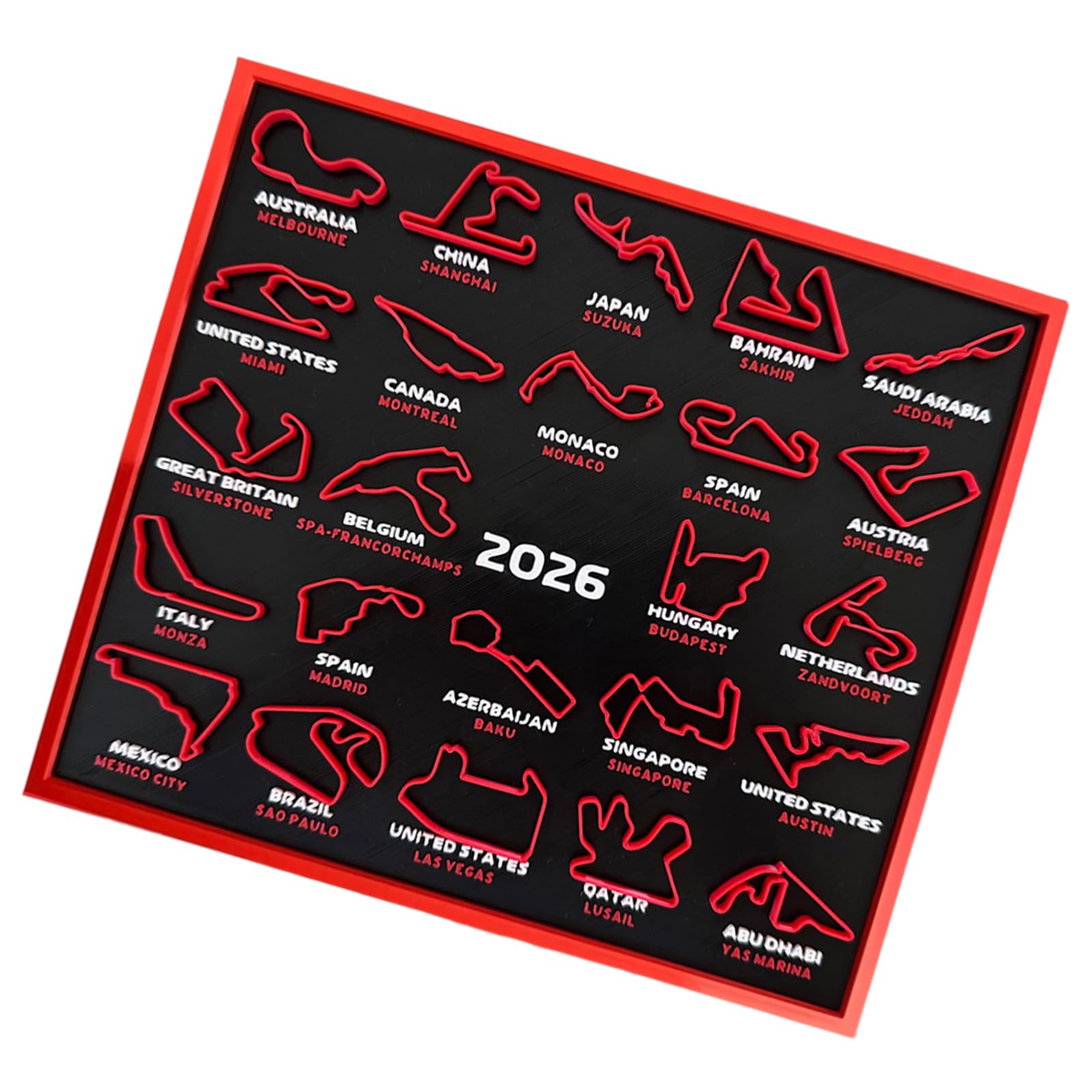 Calendrier de compétition 2026 Motorsport imprimé 3D Calendrier de suivi des dates de tournoi pour fans de sport Collector Wall Deck